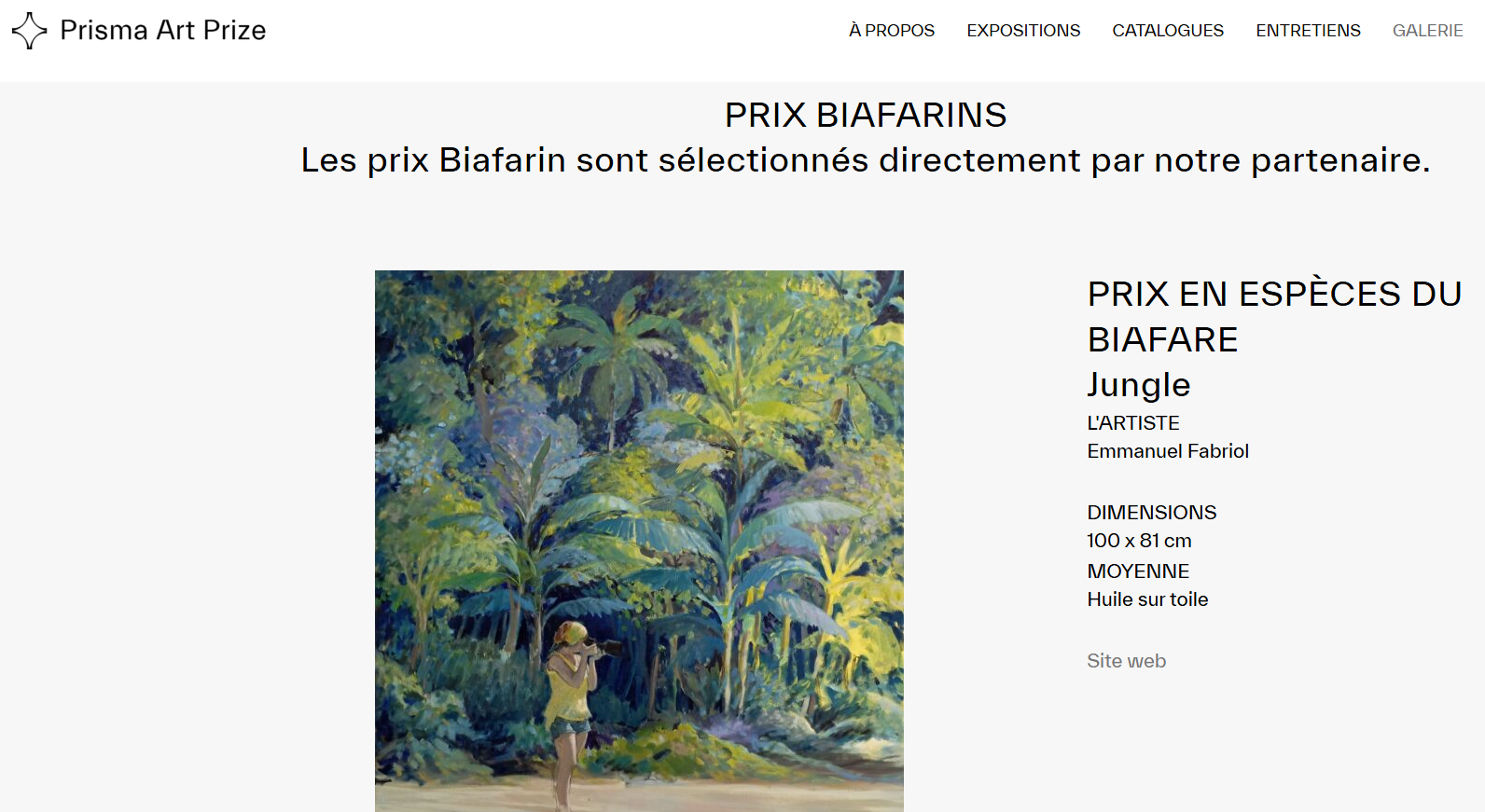 Une peinture représentant une jungle luxuriante avec des grandes feuilles vertes, et une personne portant un chapeau, photographiant la végétation.