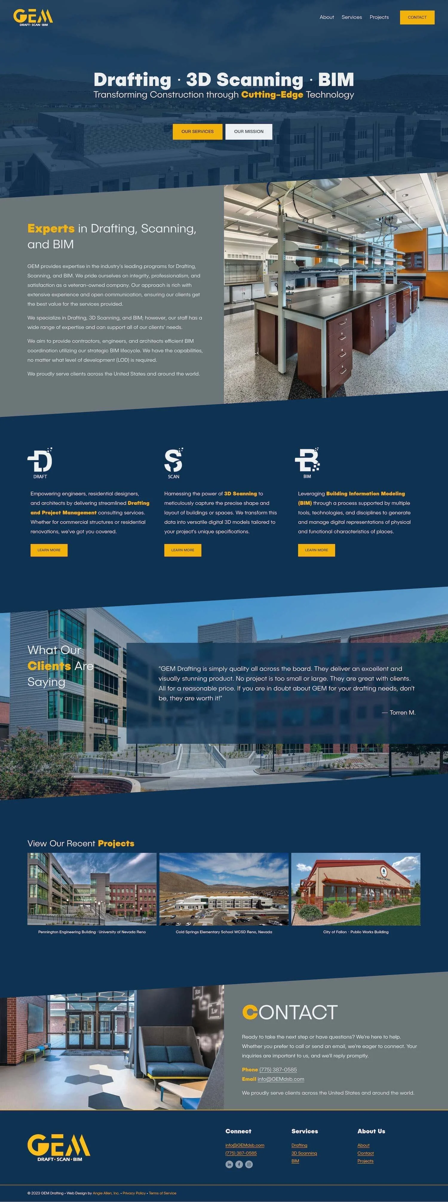 Website Draft Design GEM Drafting: Custom AEC Website | Squarespace Web Design