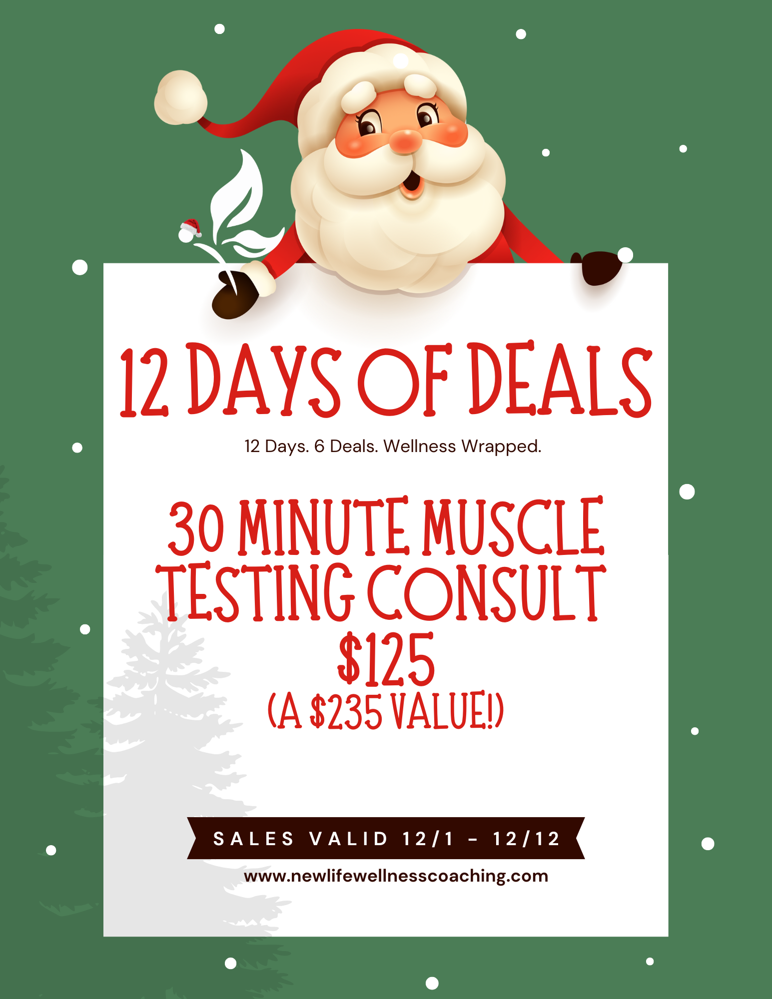 12 Days of Deals: 30 Minute Muscle Testing Consult