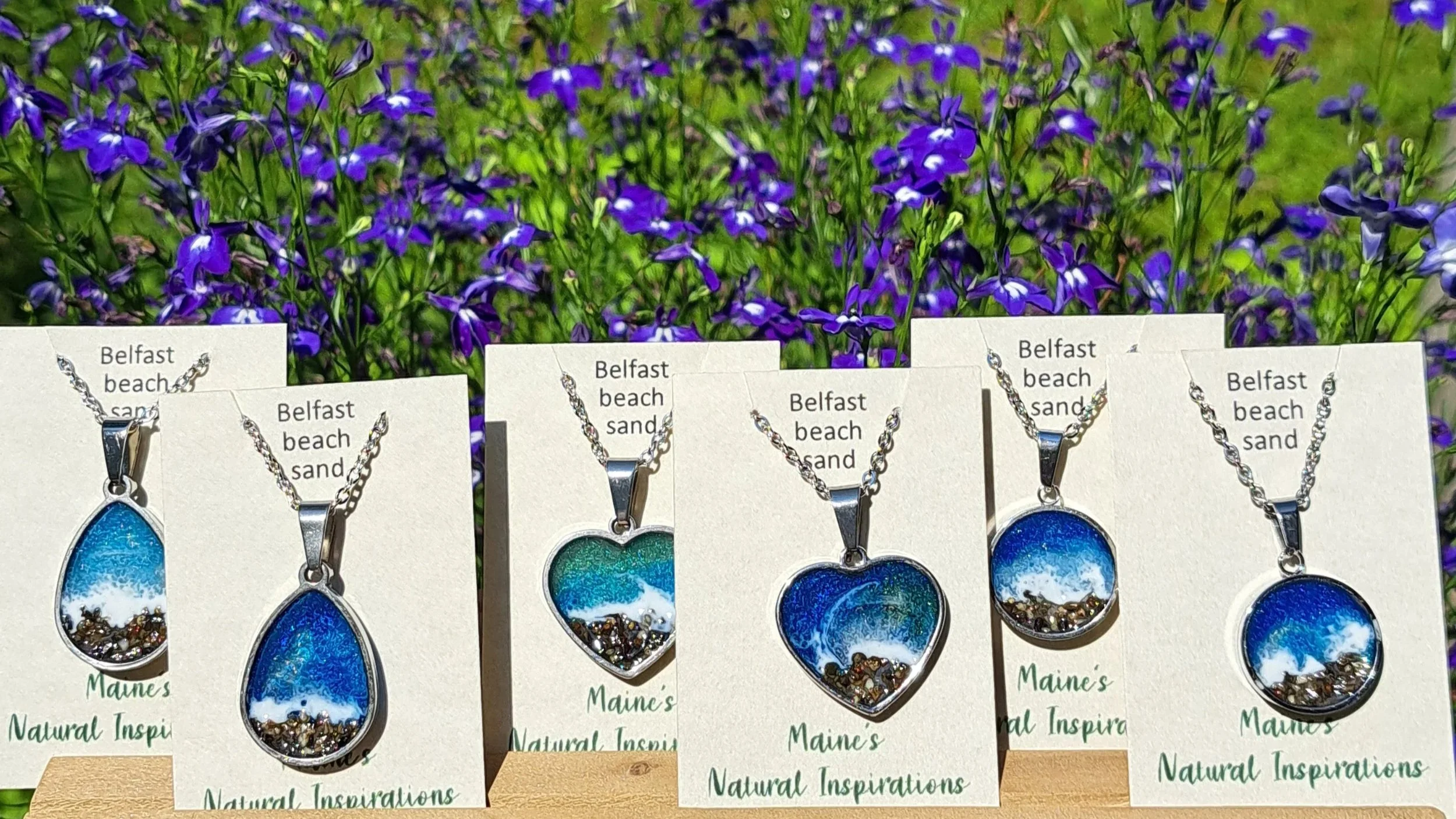 Wave jewelry with Maine beach sand