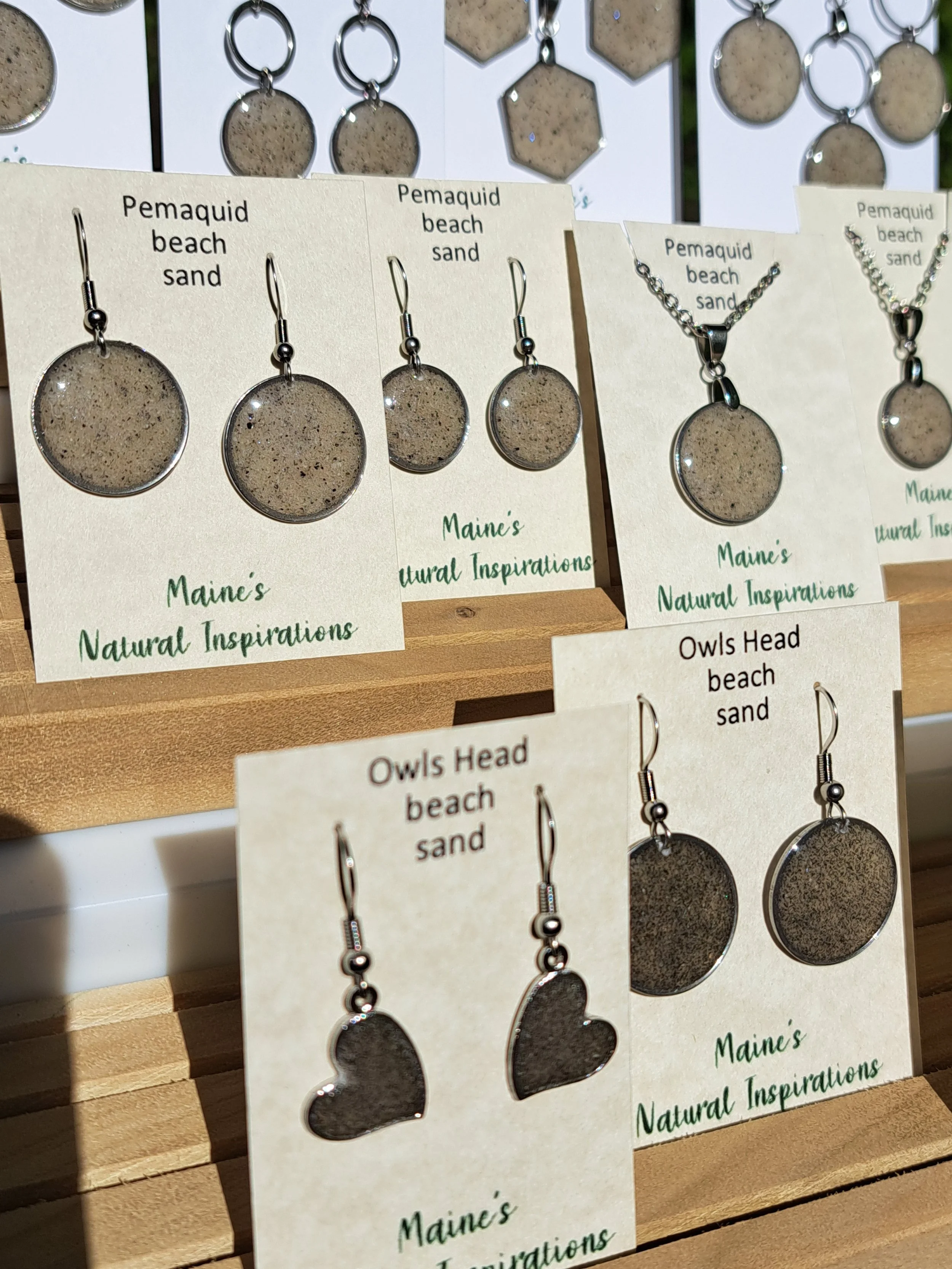 Jewelry made with Maine beach sand
