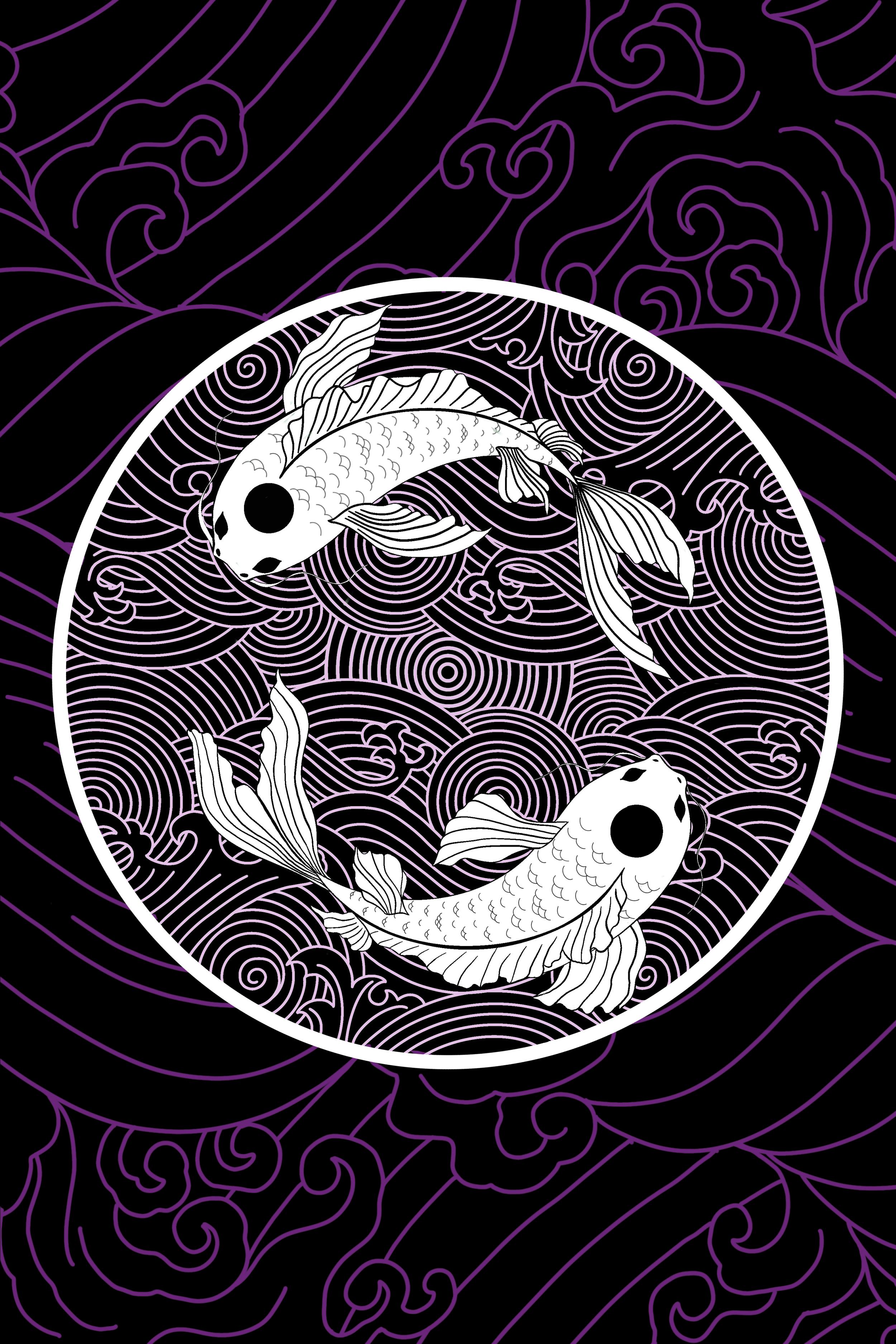 Koi fish design drawn in Procreate
