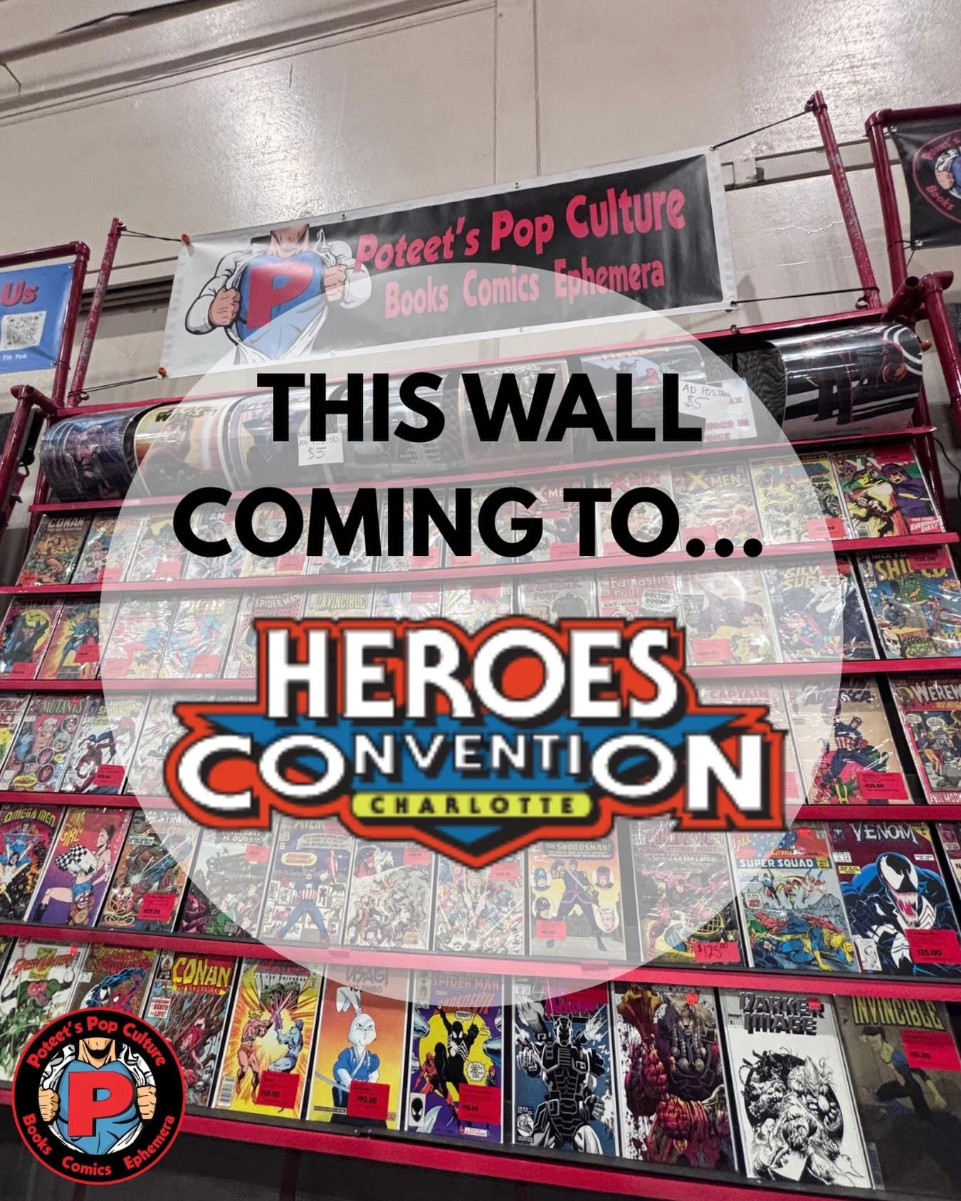 Poteet&rsquo;s Pop Culture is making its EAST COAST DEBUT! See you at booth 2268 in 9 days! Check out @heroesonline for more info! #heroscon #herosarenthardtofind #comics #comcicon