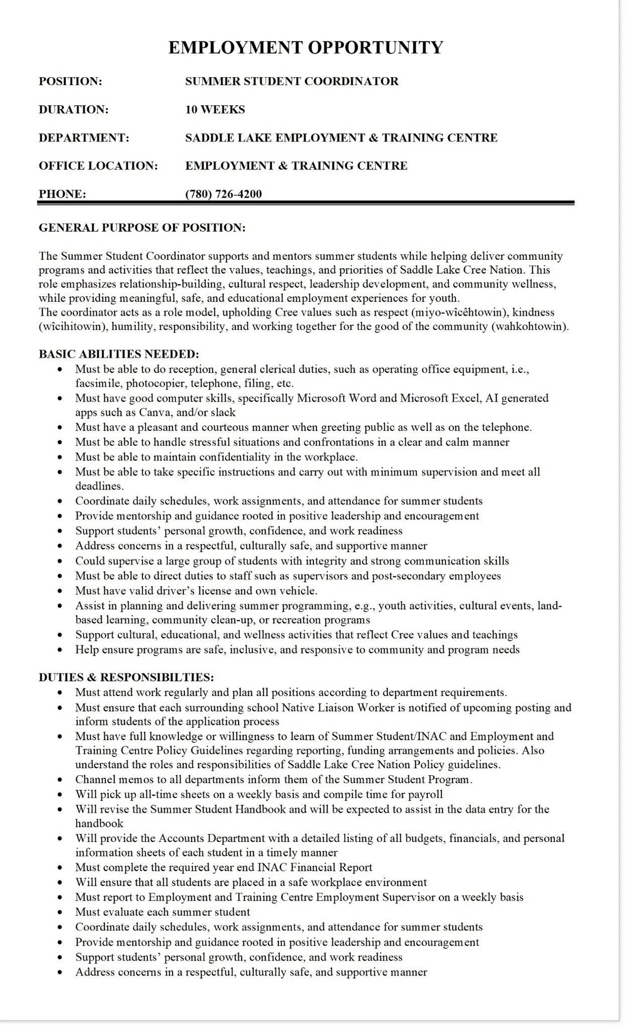 2026-05-12 Summer Student Coordinator