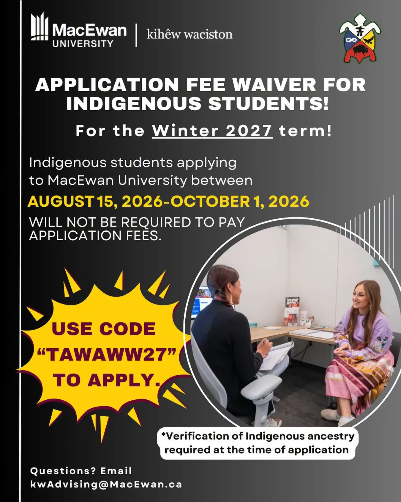 Application Fee Waiver for Indigenous Students