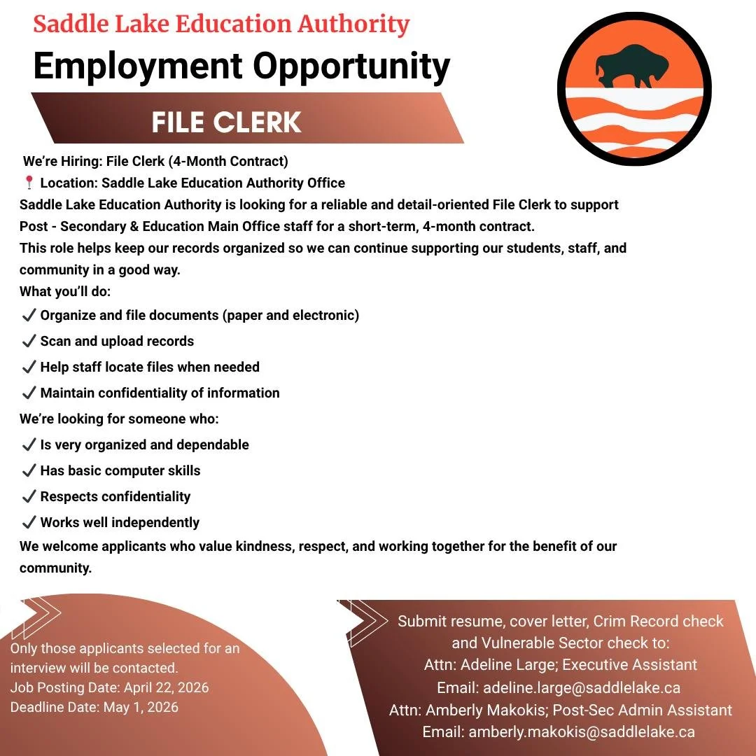 Saddle Lake Education Authority - File Clerk