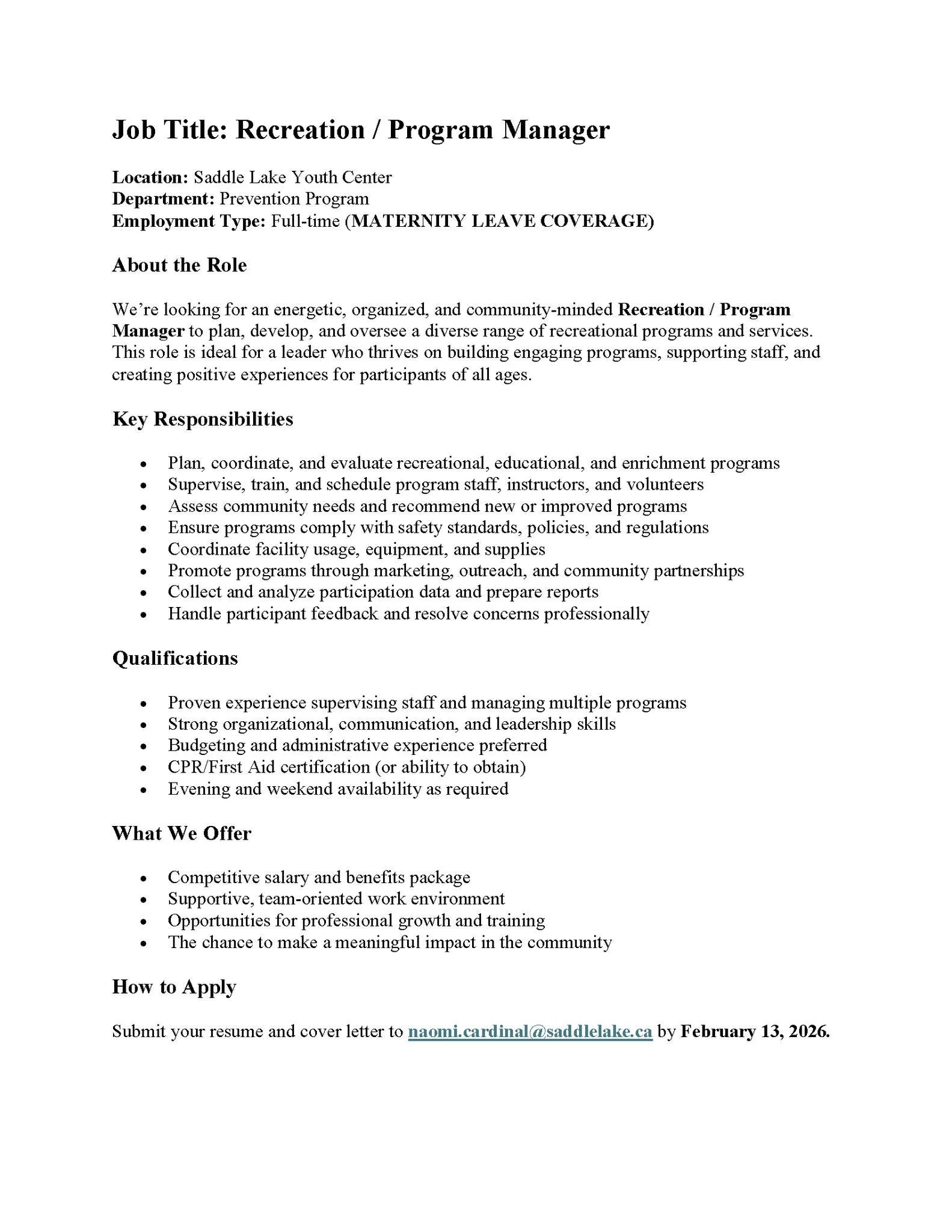 2026-02-04 Recreation-Program Manager