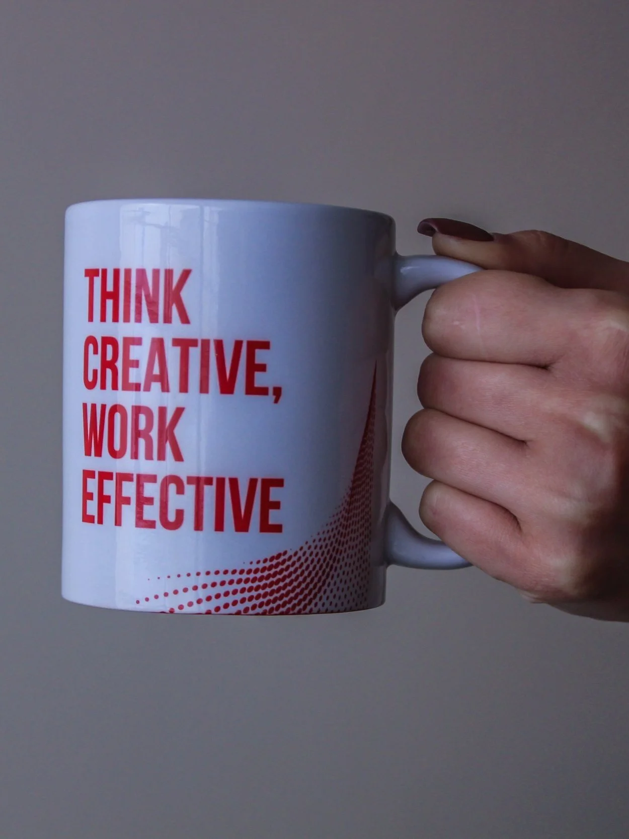 mug slogan "think creative be effective" markerting strategy marketing agency Traynor Consultants