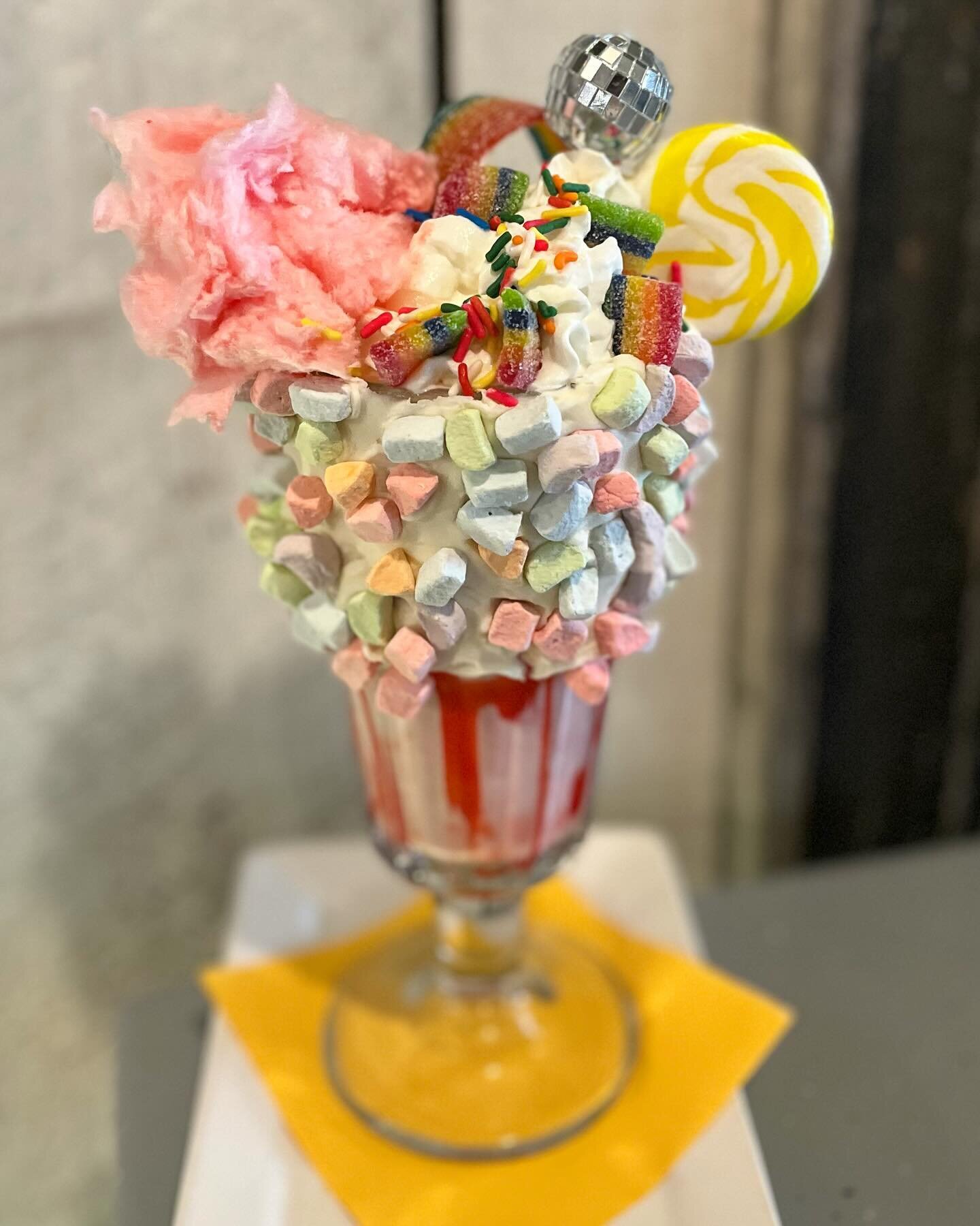 Beat the cold with our spring is here creation! It&rsquo;s Sunshine and Rainbows Amazing Shake time at #santafeburgerbar #amazingshake #rosendaleny #ulstercountyny #upstatedesserts #leaveroomfordessert #springsunshine #springrainbow #aprilshowers #cr