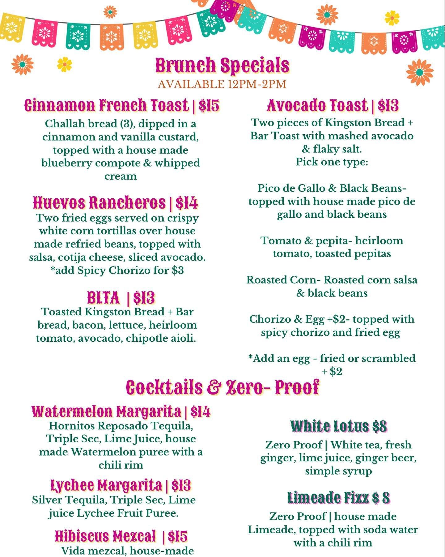 See our story or highlights for full menu! @santafetivoli is open 12:00-7:00pm today, May 5th for a Cinco de Mayo celebration featuring all your favorites from our regular menu and these tasty treats created especially for today! Call to reserve your