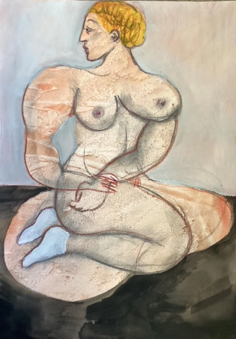 Goddess, acrylic & charcoal on paper, 42 x29 cm (2024)