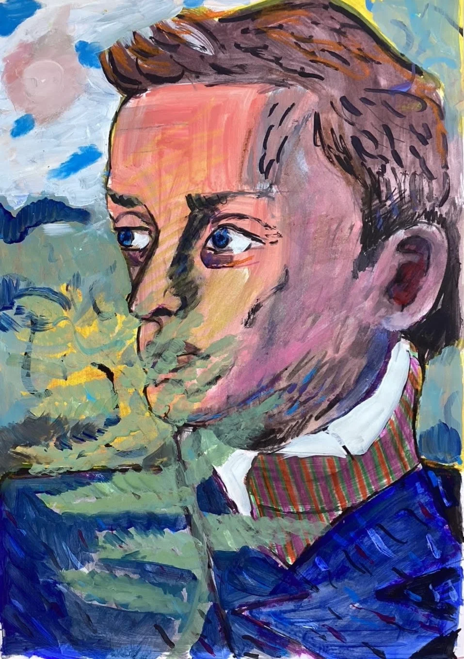 Range Life, acrylic & crayon on A2 paper (2023)