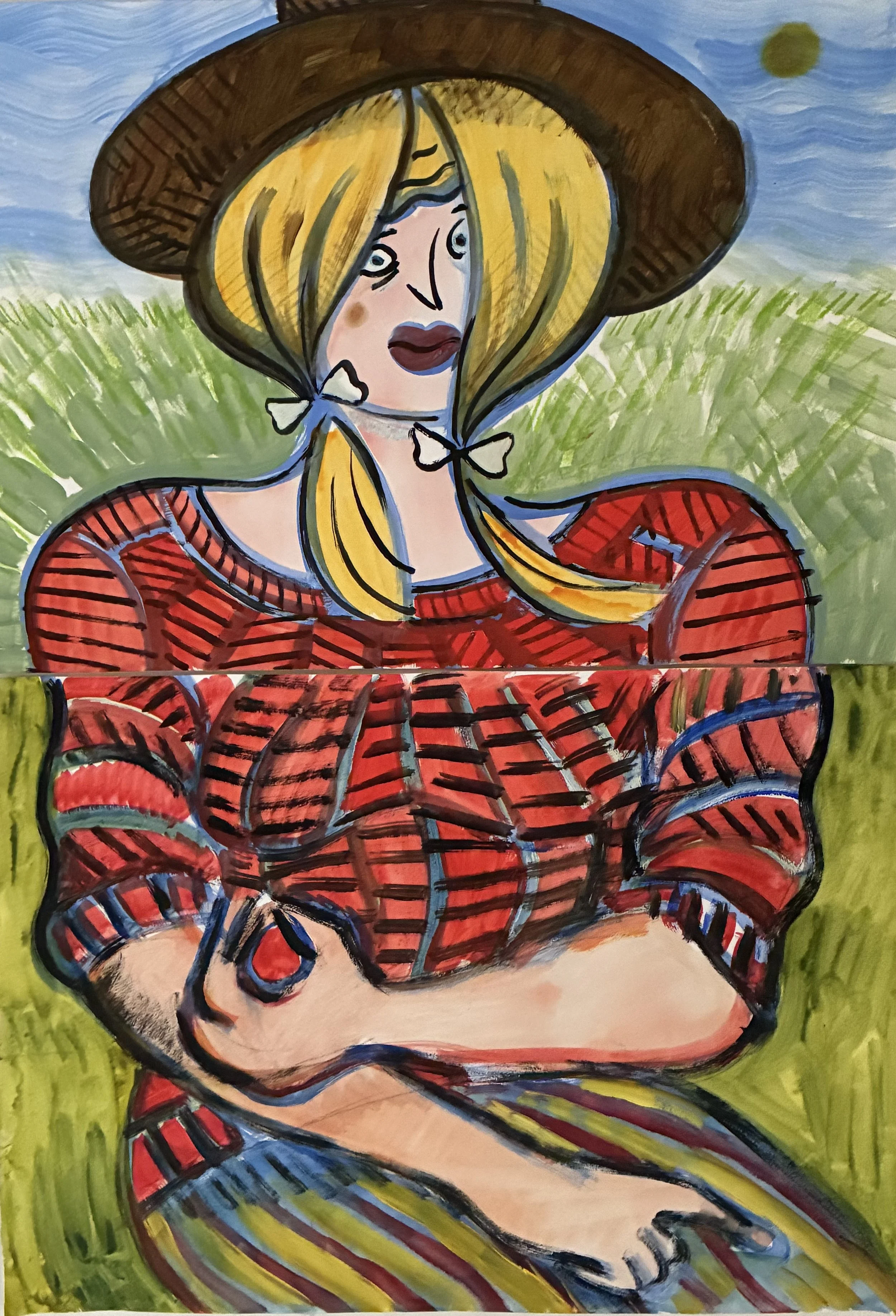 Belle, acrylic & crayon on 2 x A2 paper (2026)