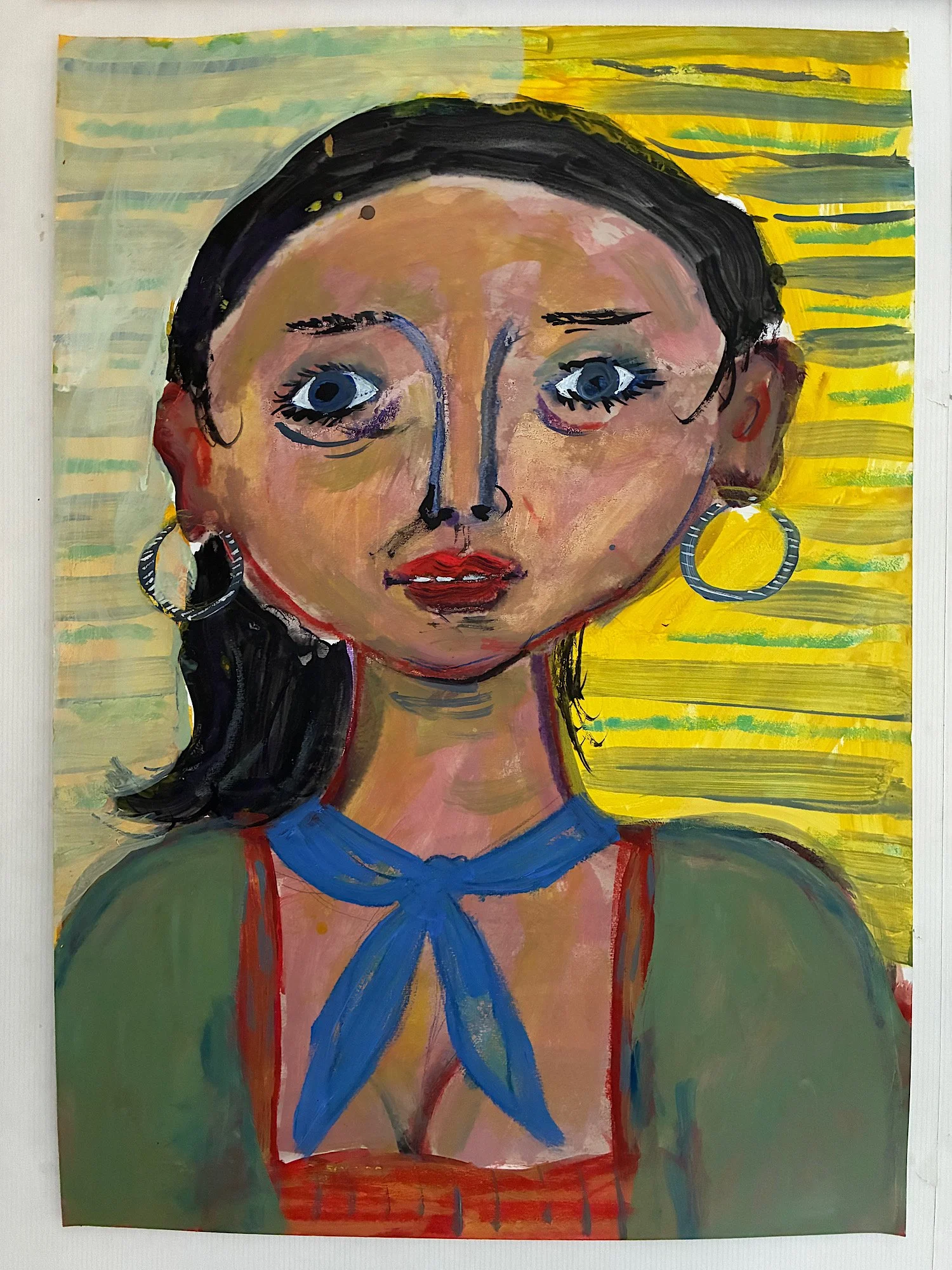 Blue Scarf, acrylic on A2 paper (2026)