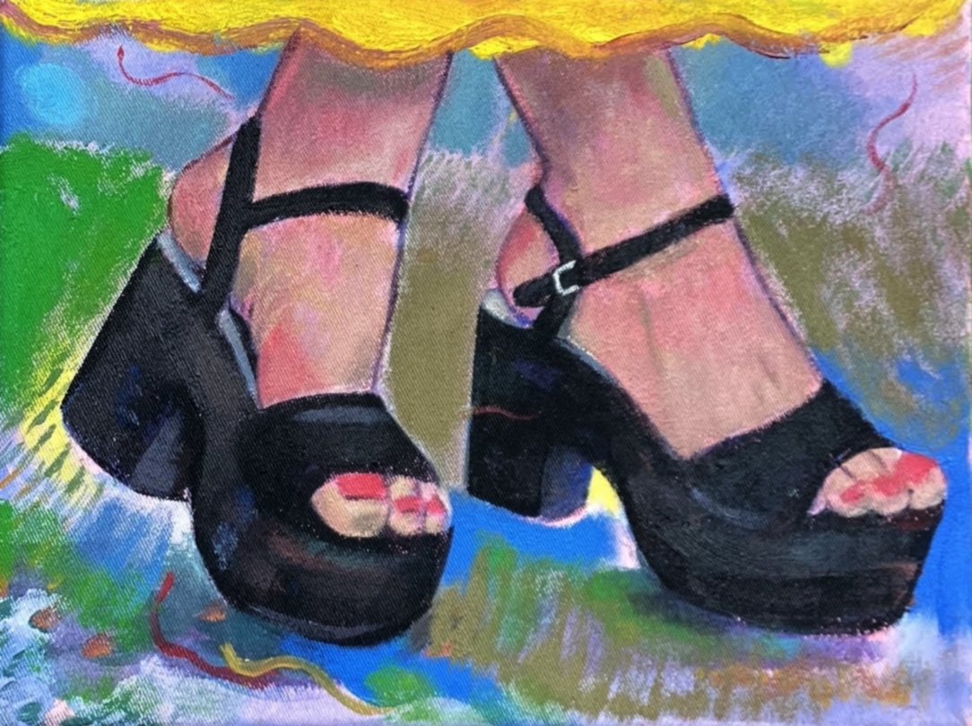 Yellow Dress, oil & acrylic on canvas, 23x30cm (2025-26)
