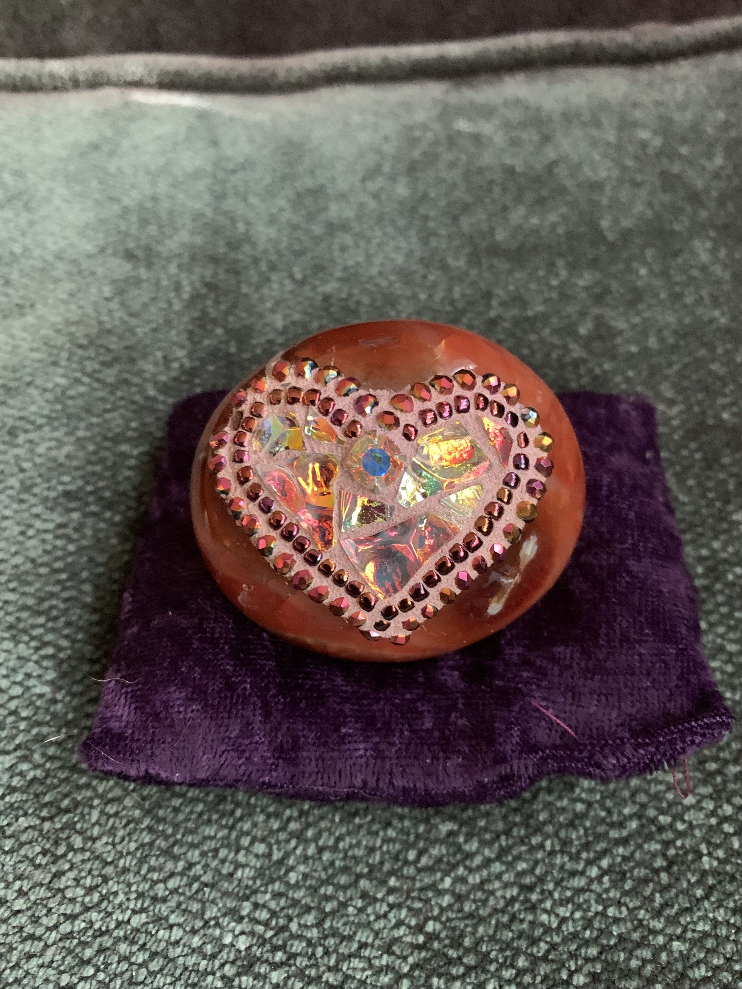 Carnelian stone with heart mosaic