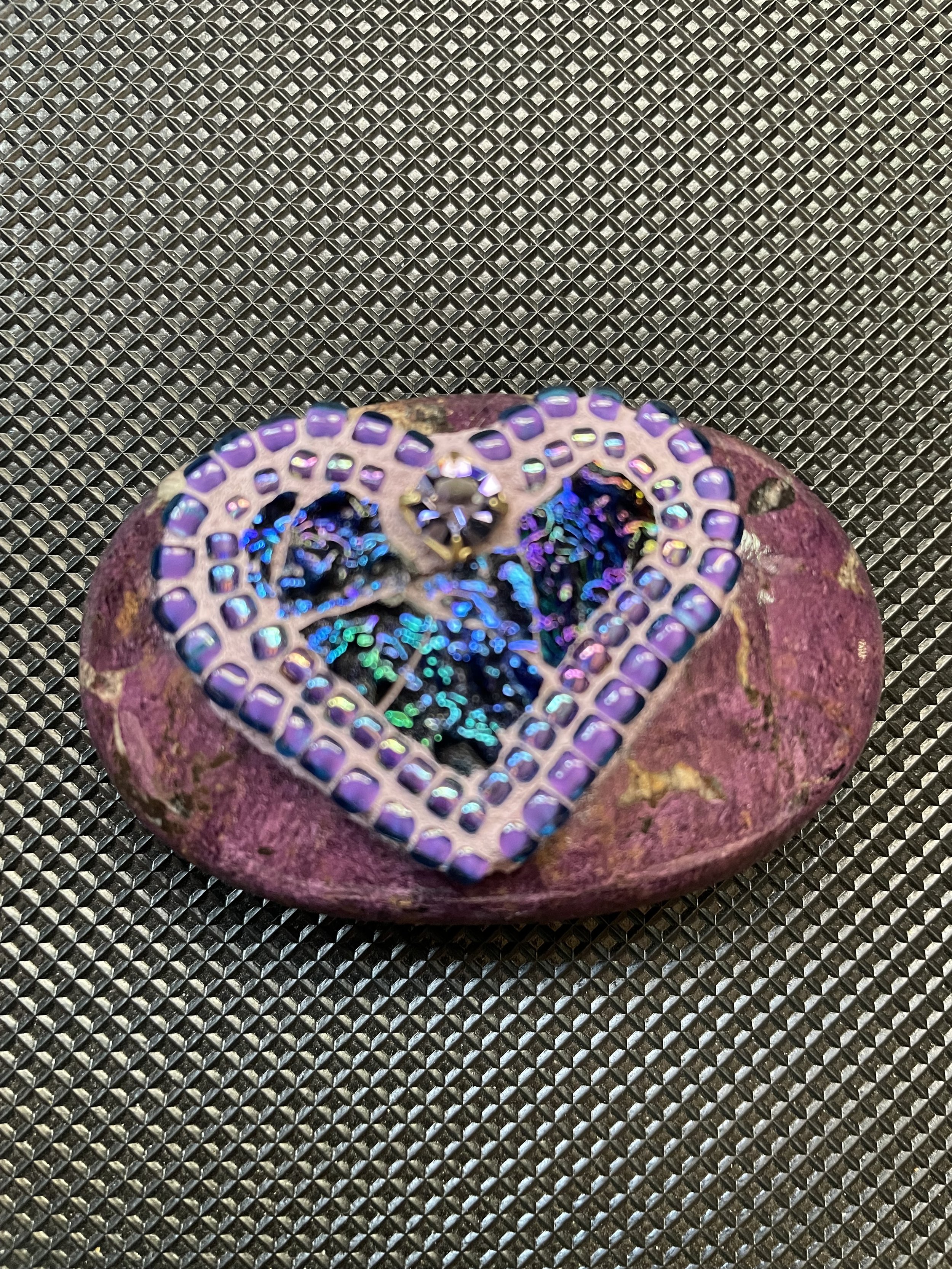 Mosaic Heart on Purpurite Stone