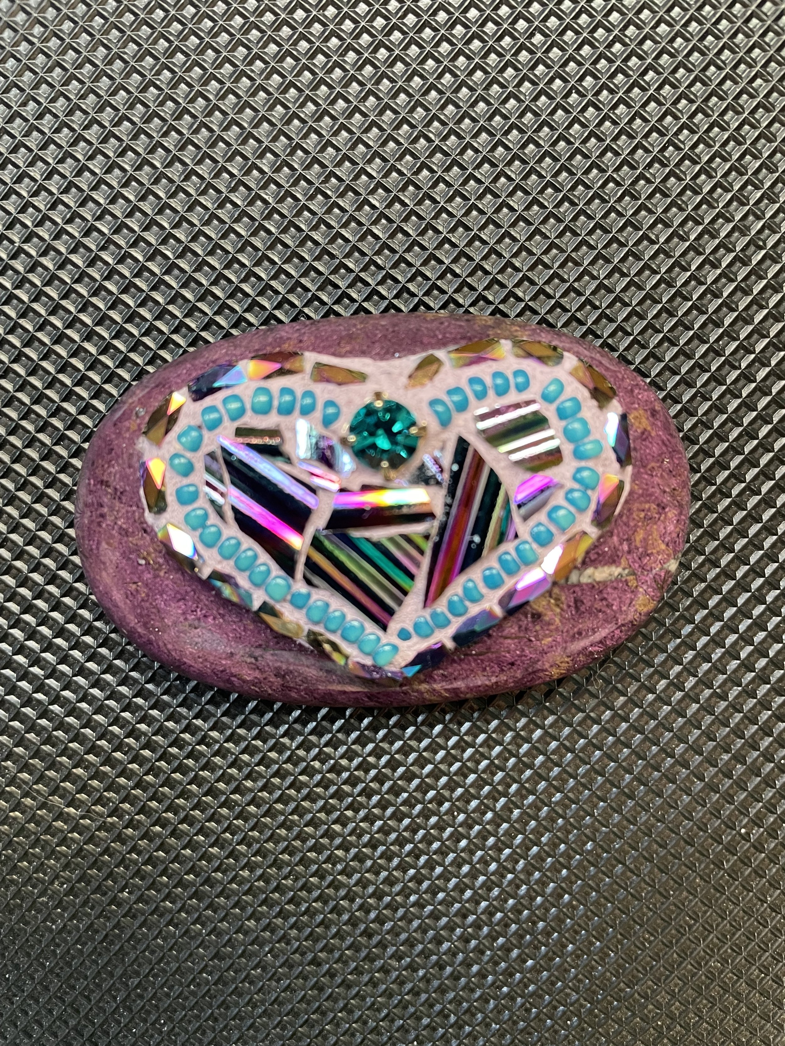 Mosaic Heart on Purpurite Stone