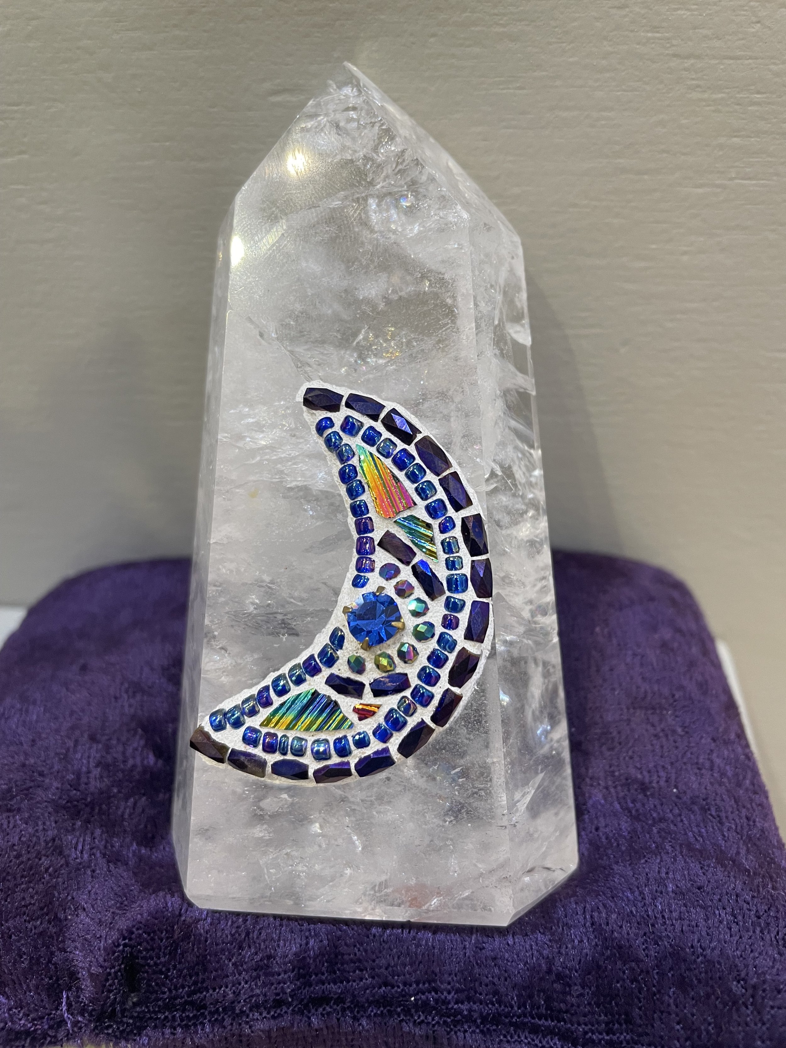 Mosaic Moon on Clear Crystal Quartz