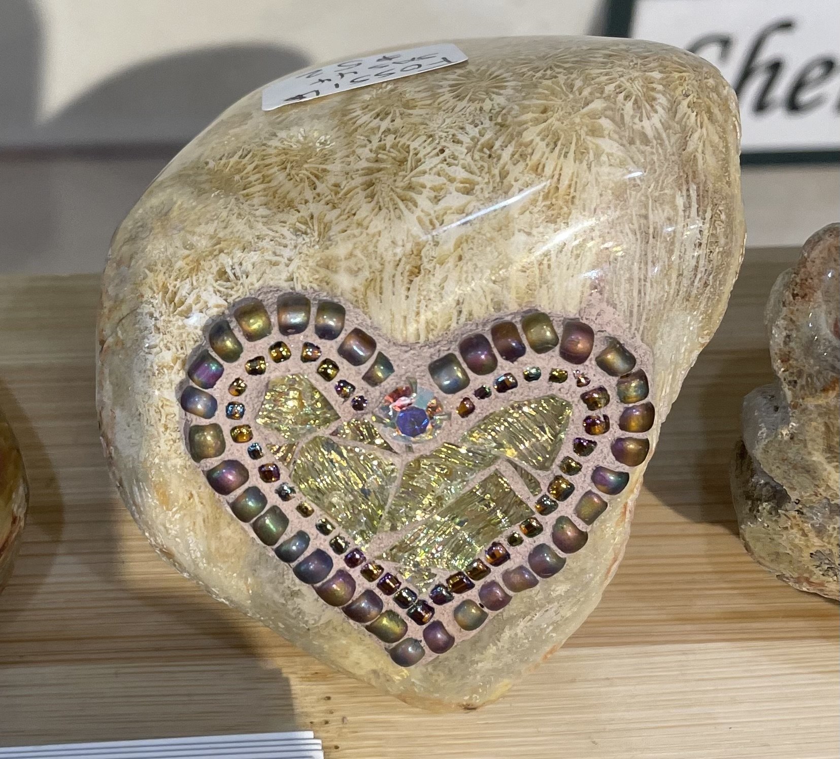 Mosaic Heart on Fossil rock