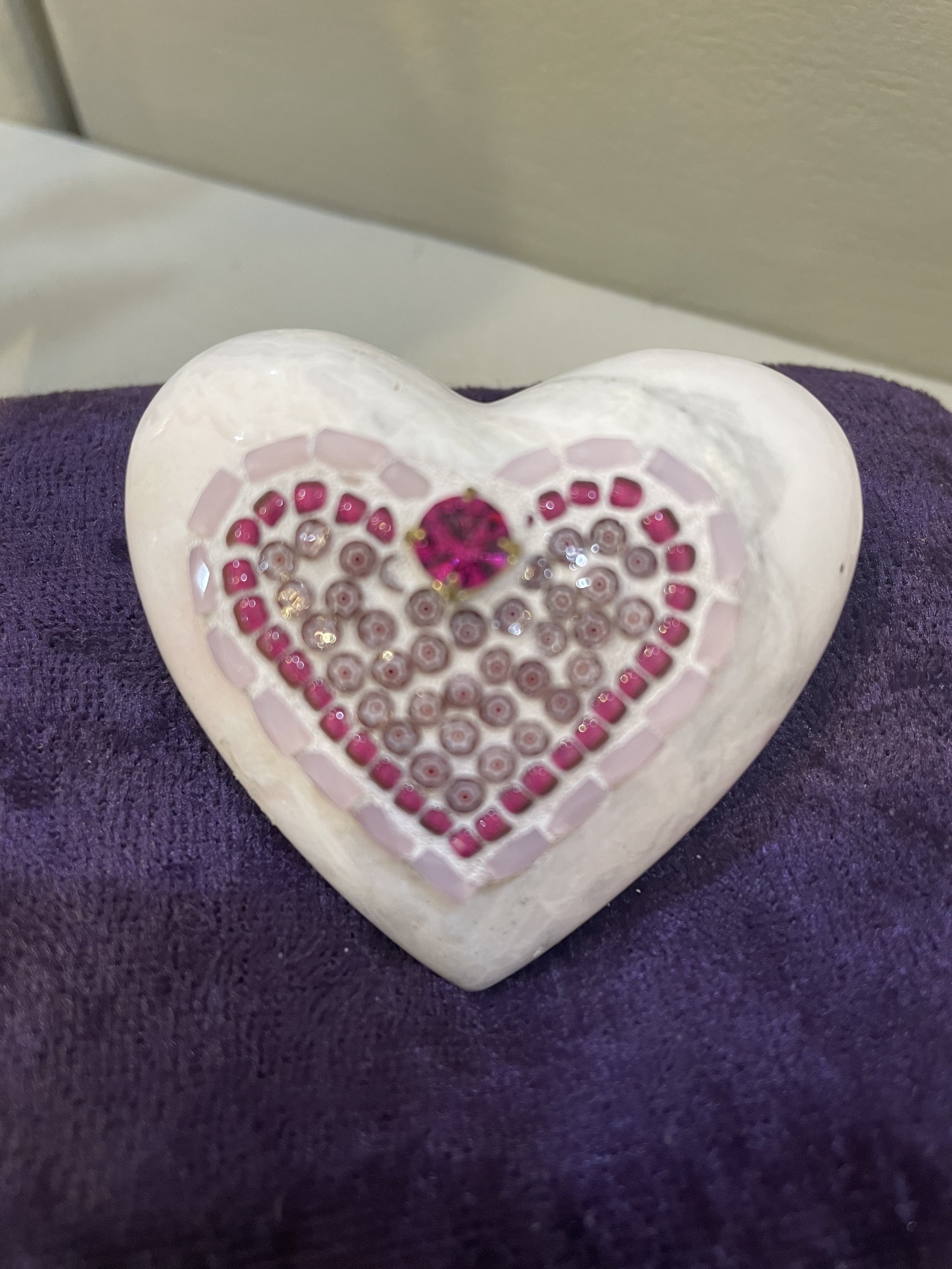 Mosaic Heart on a Calcite stone