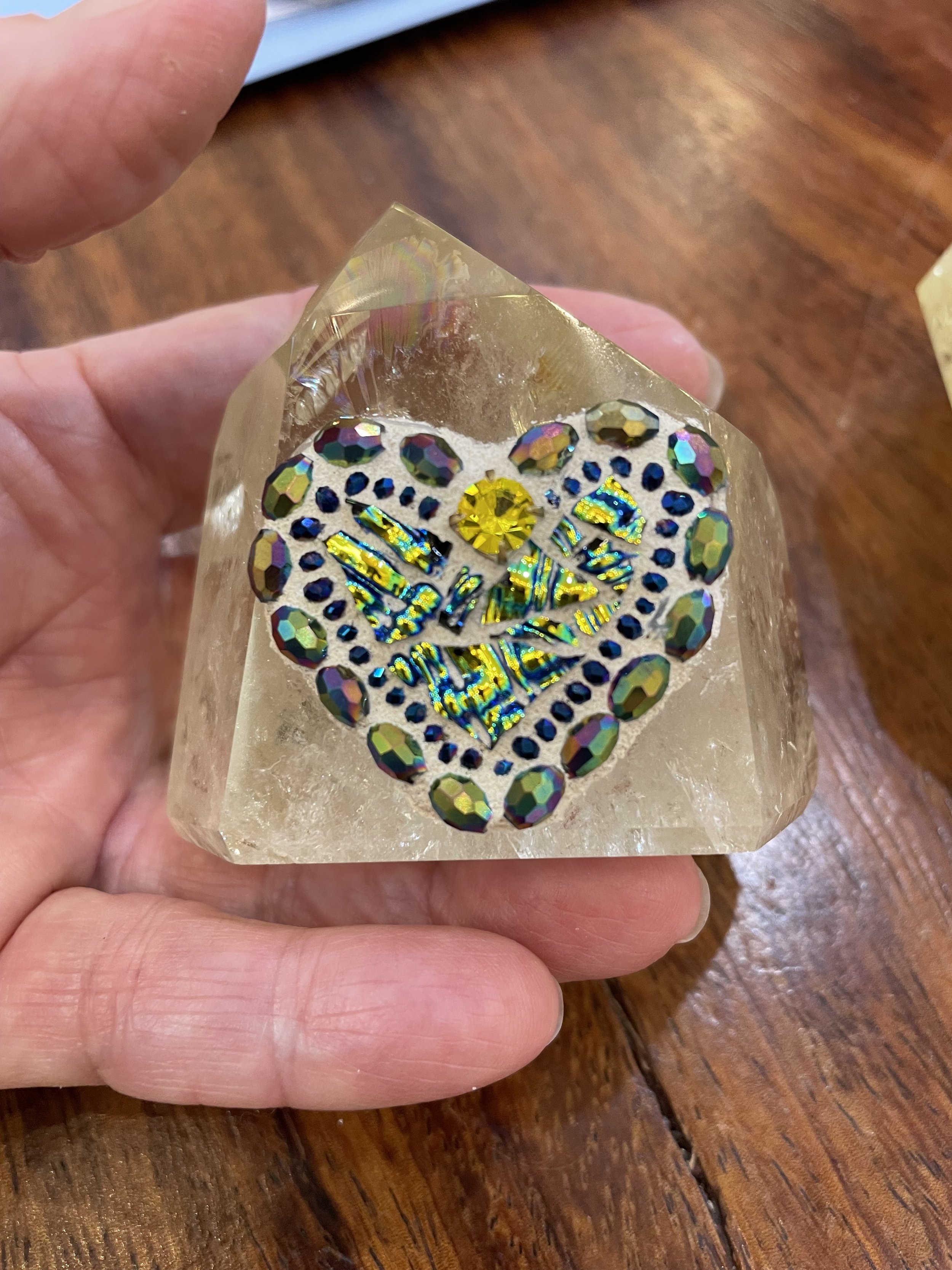 Mosaic Heart on Citrine Crystal