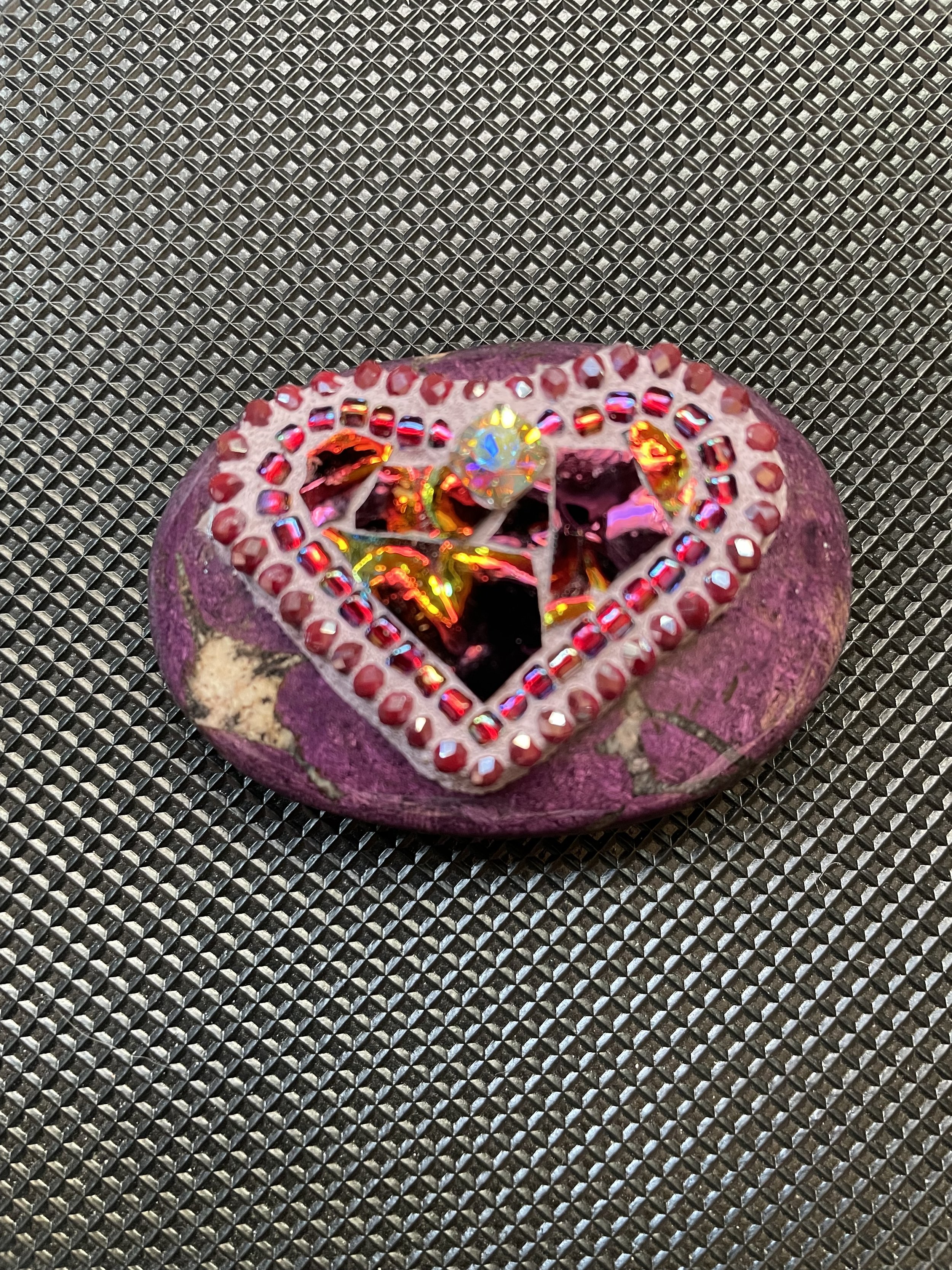 Mosaic Heart on Purpurite Stone