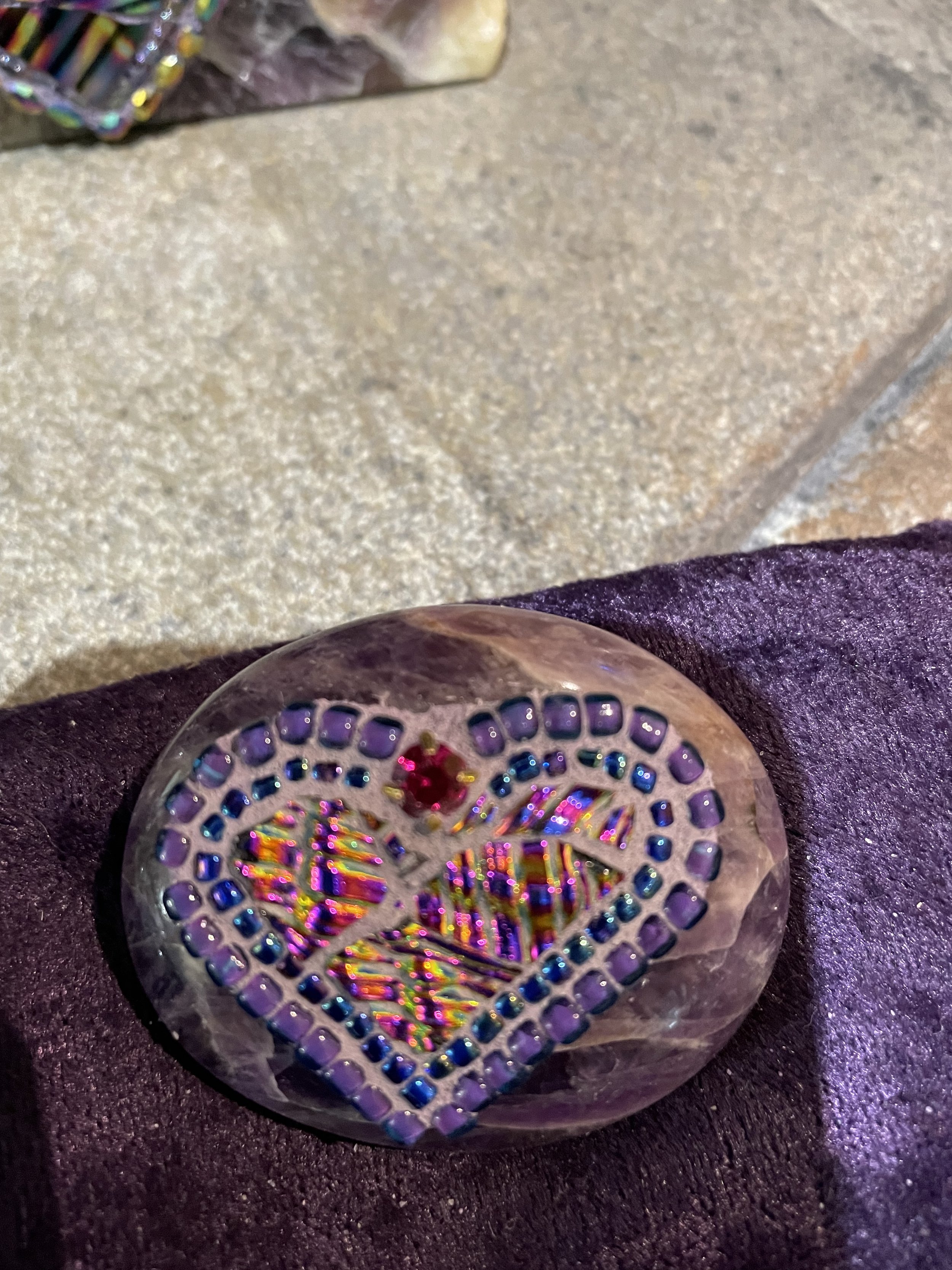 Mosaic Heart on Amethyst stone