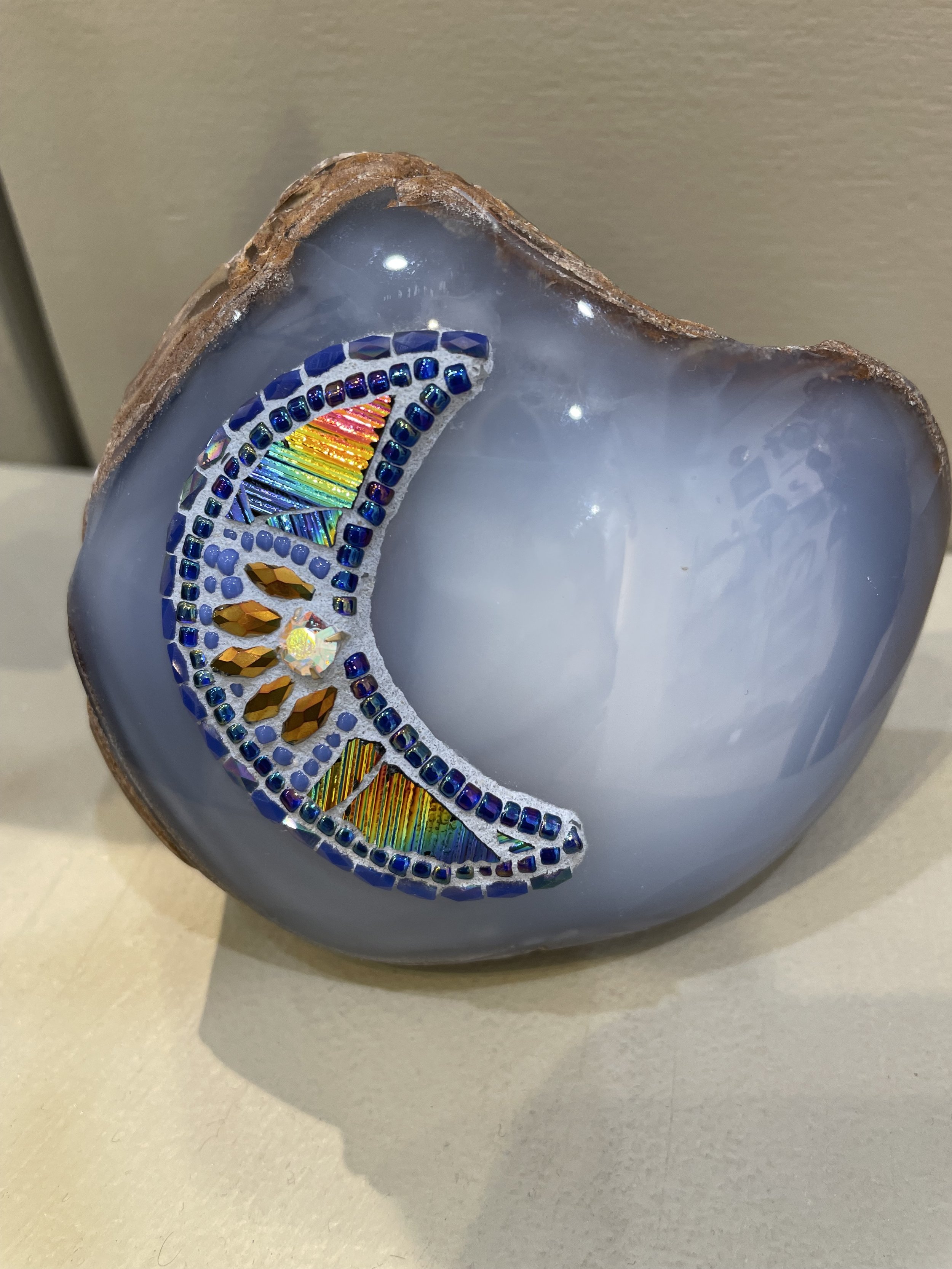Mosaic Moon on Blue Chalcedony