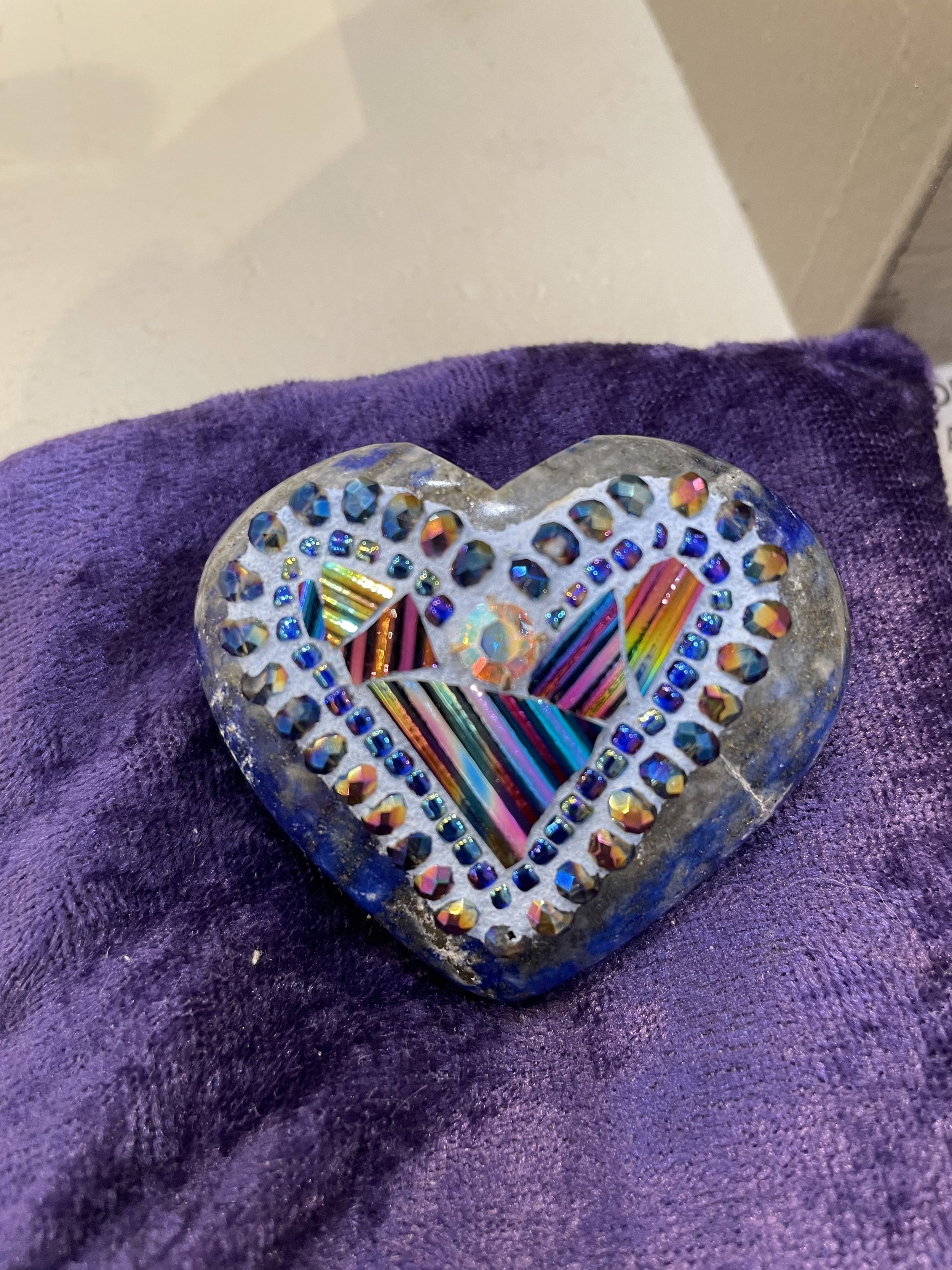 Mosaic Heart on a Lapis stone
