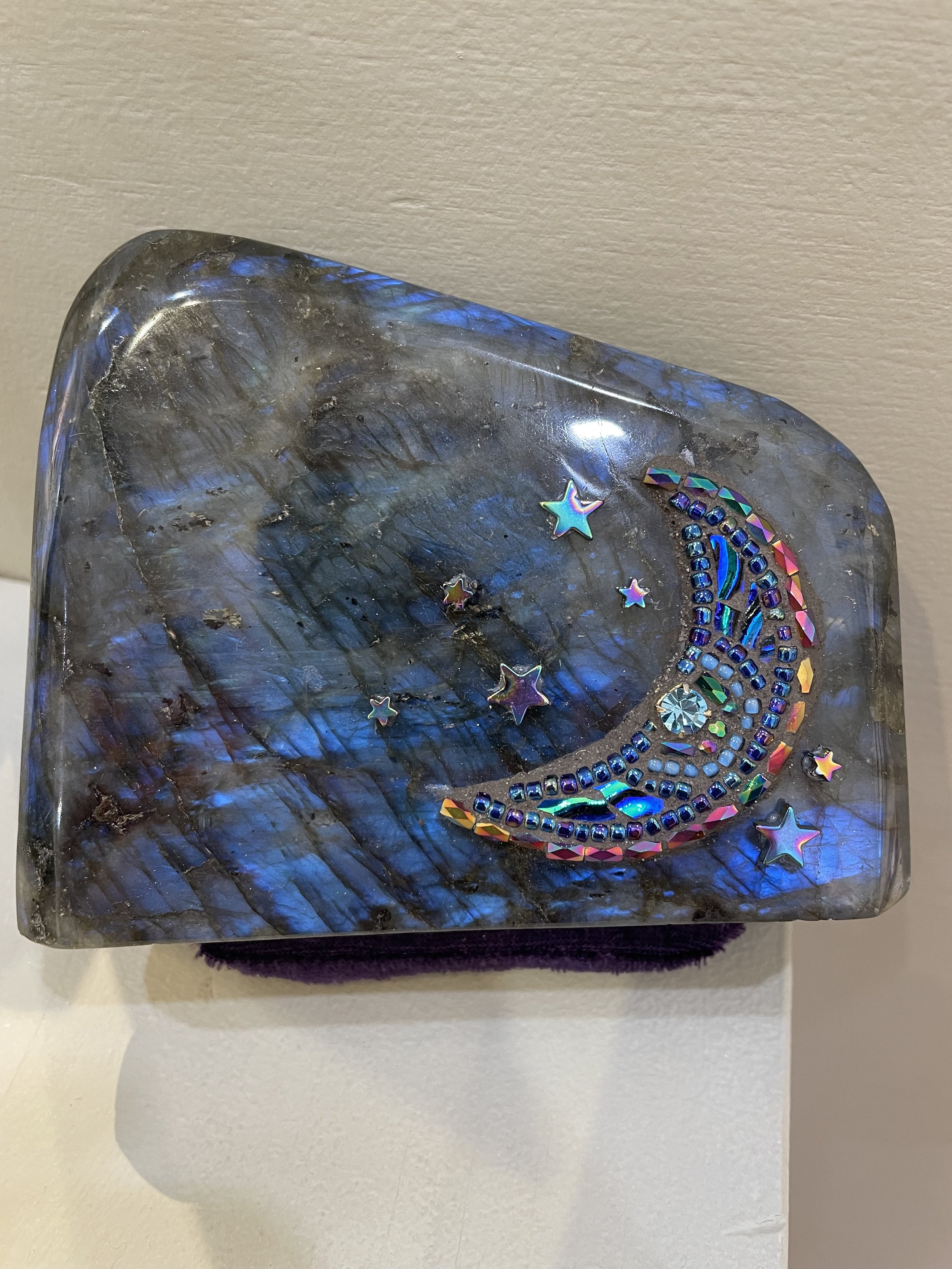 Mosaic Moon on Labradorite Stone