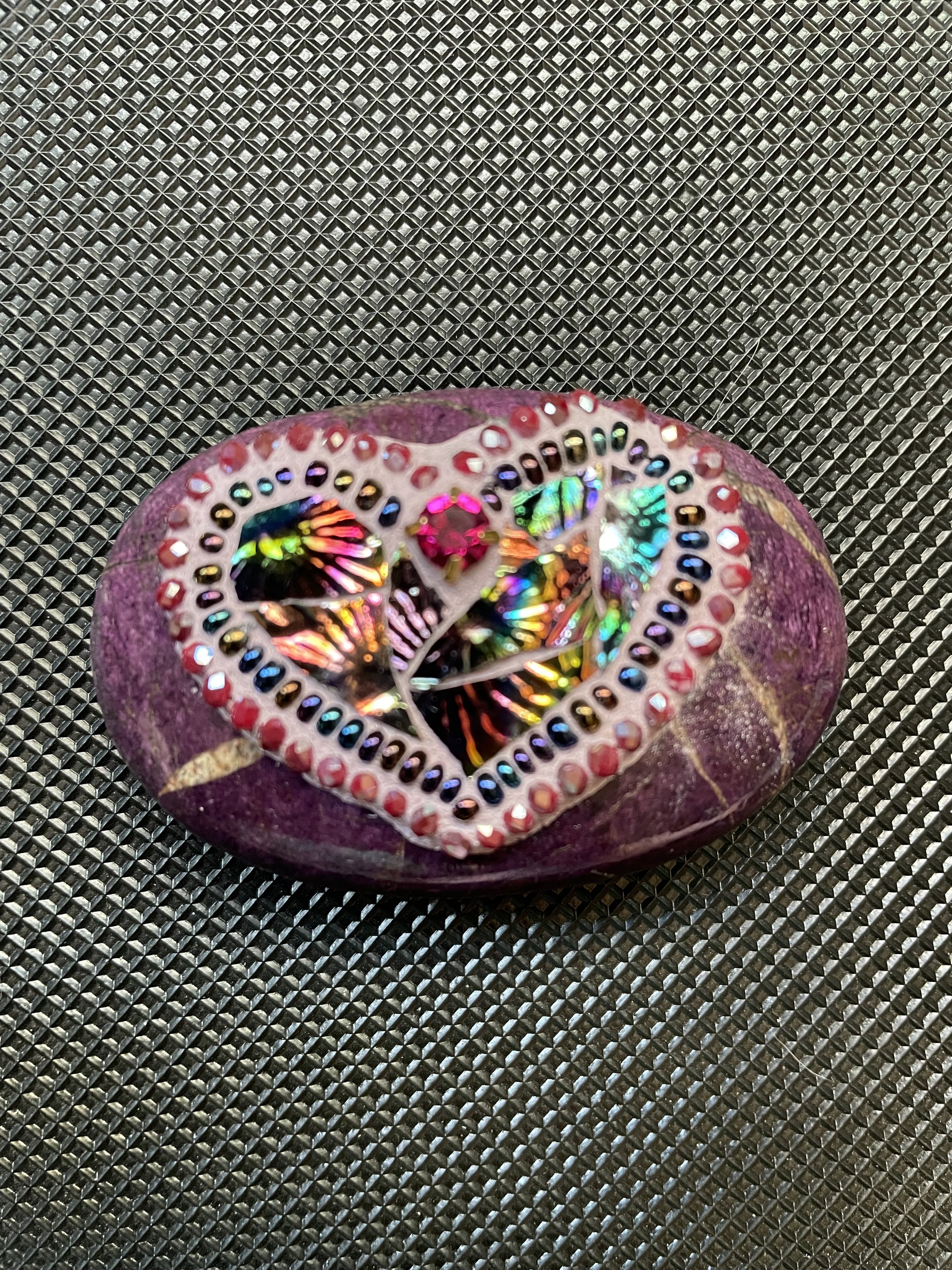 Mosaic Heart on Purpurite. Stone