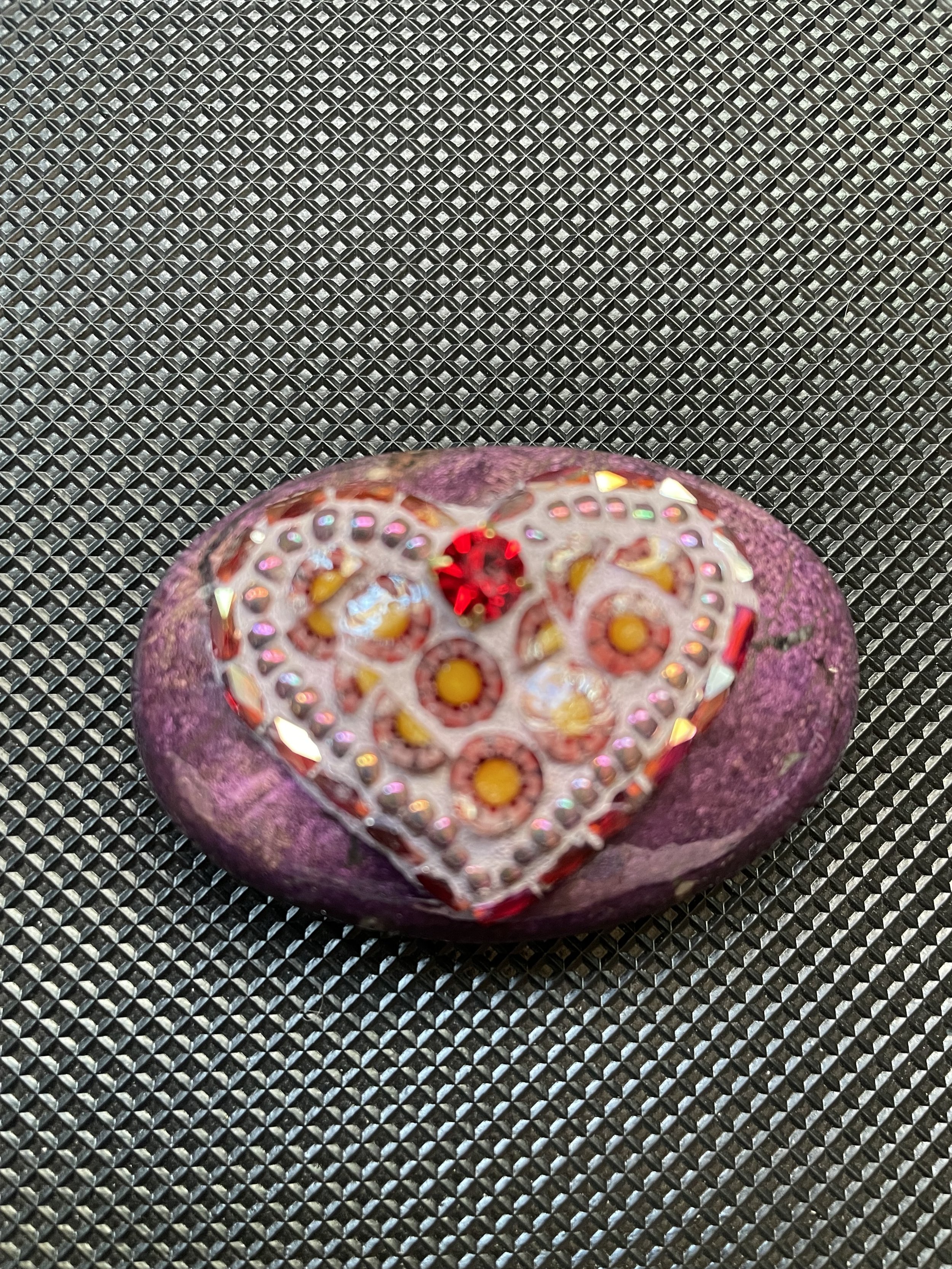 Mosaic Heart on Purpurite Stone