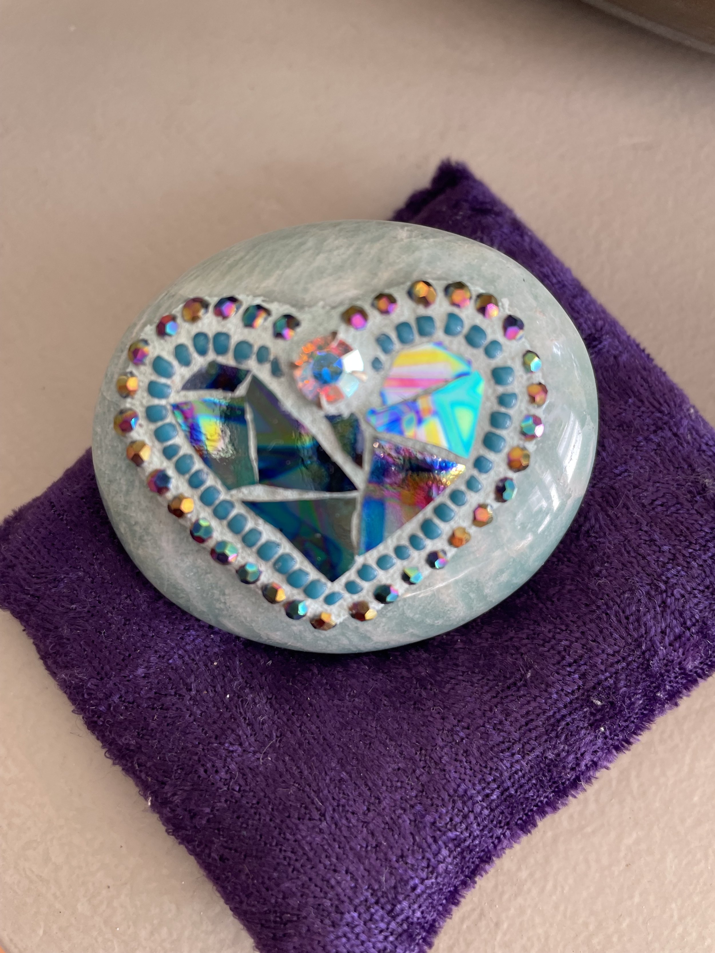 Mosaic Heart on Amazonite Stone