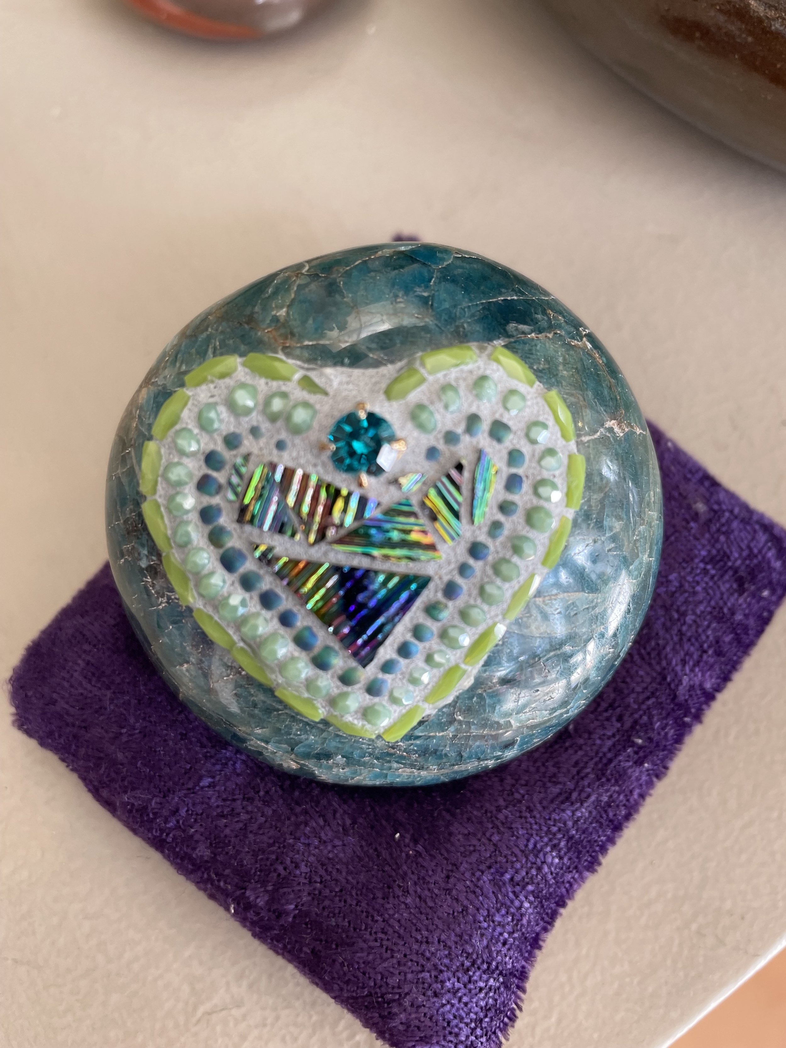 Mosaic Apatite Heart Stone