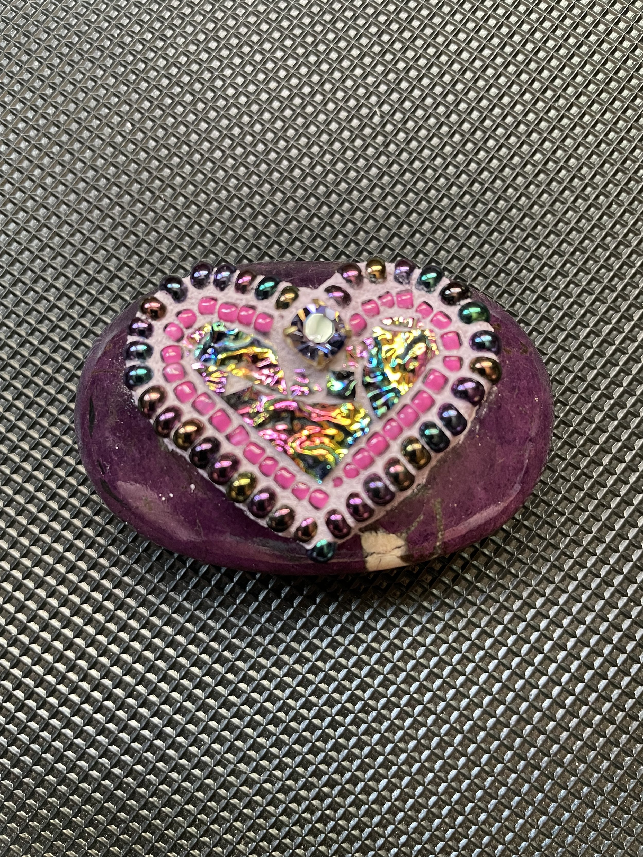Mosaic heart on Purpurite Stone