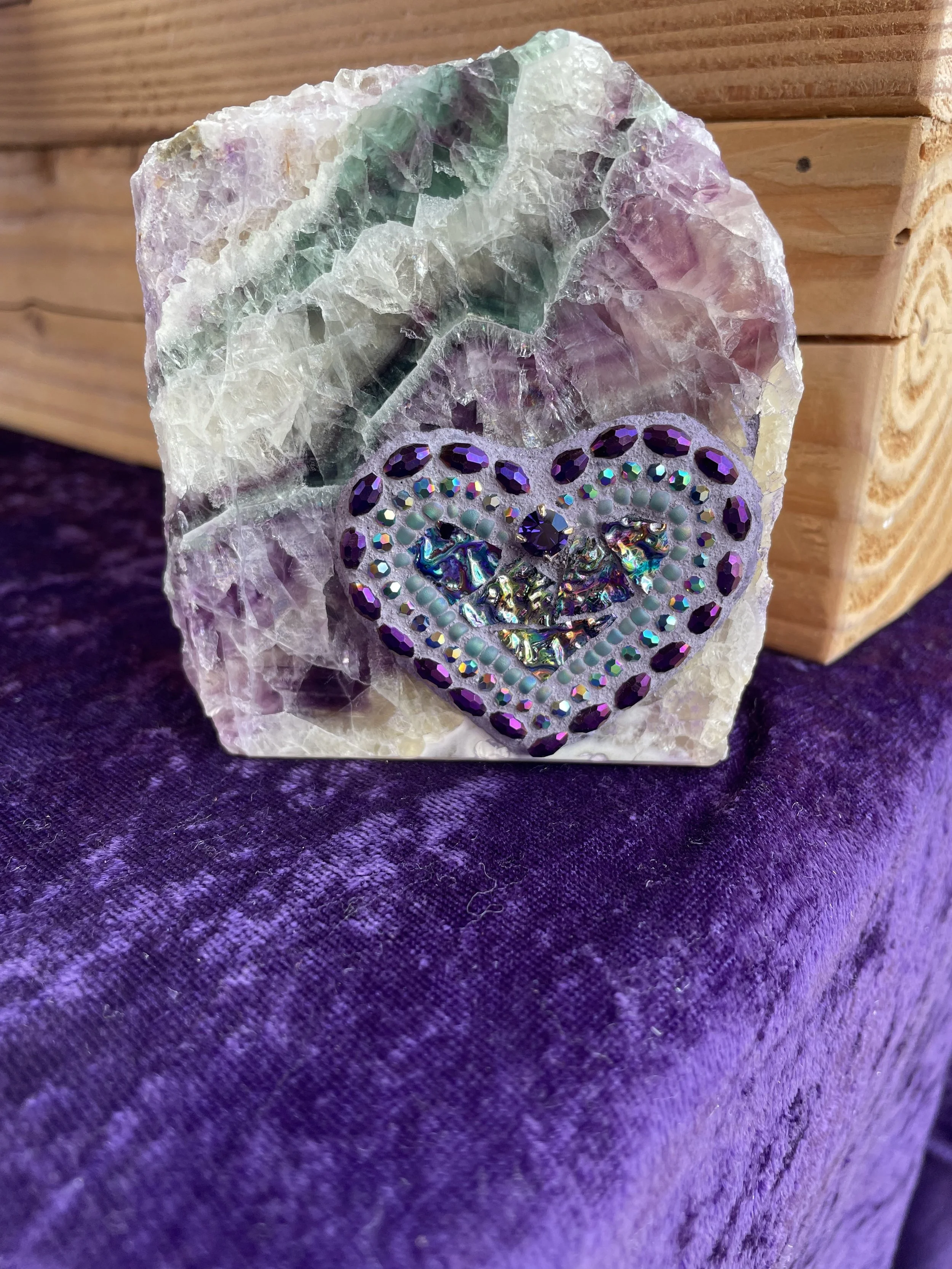 Mosaic Heart  on Fluorite Stone