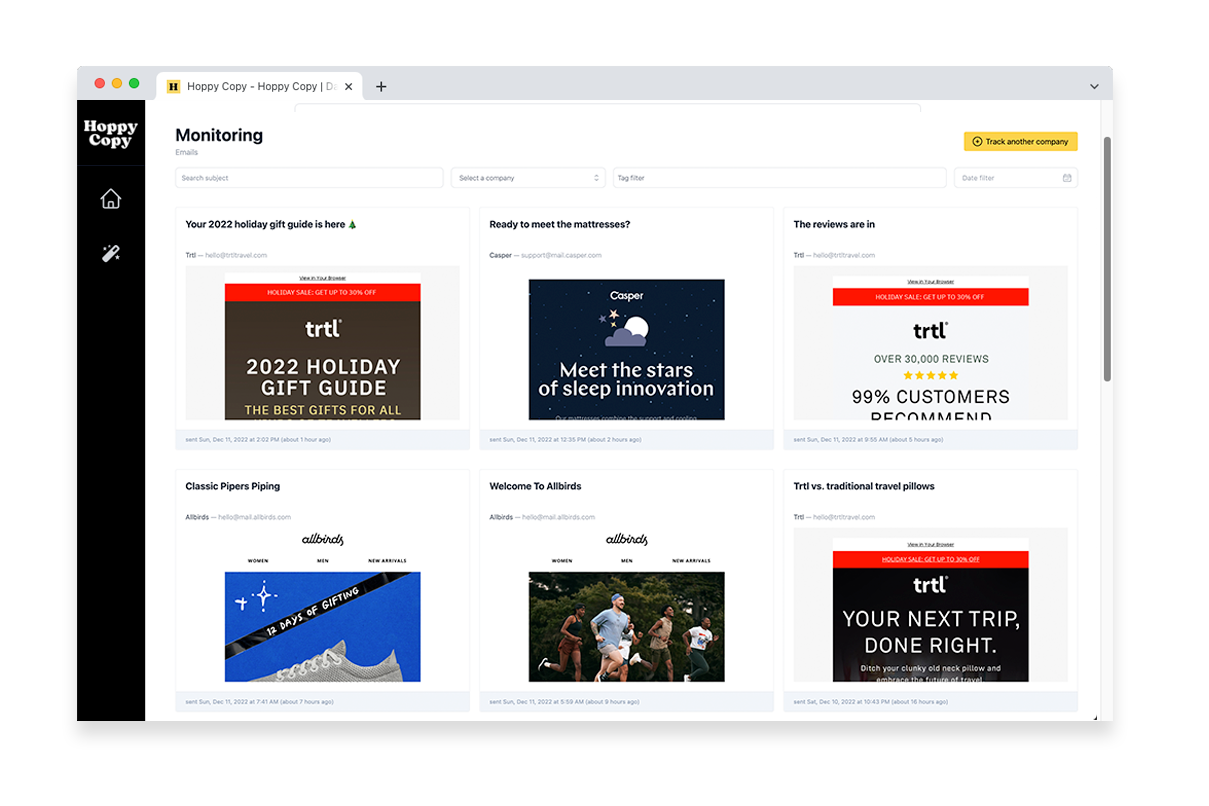 Competitor Email Monitoring Tool — Hoppy Copy
