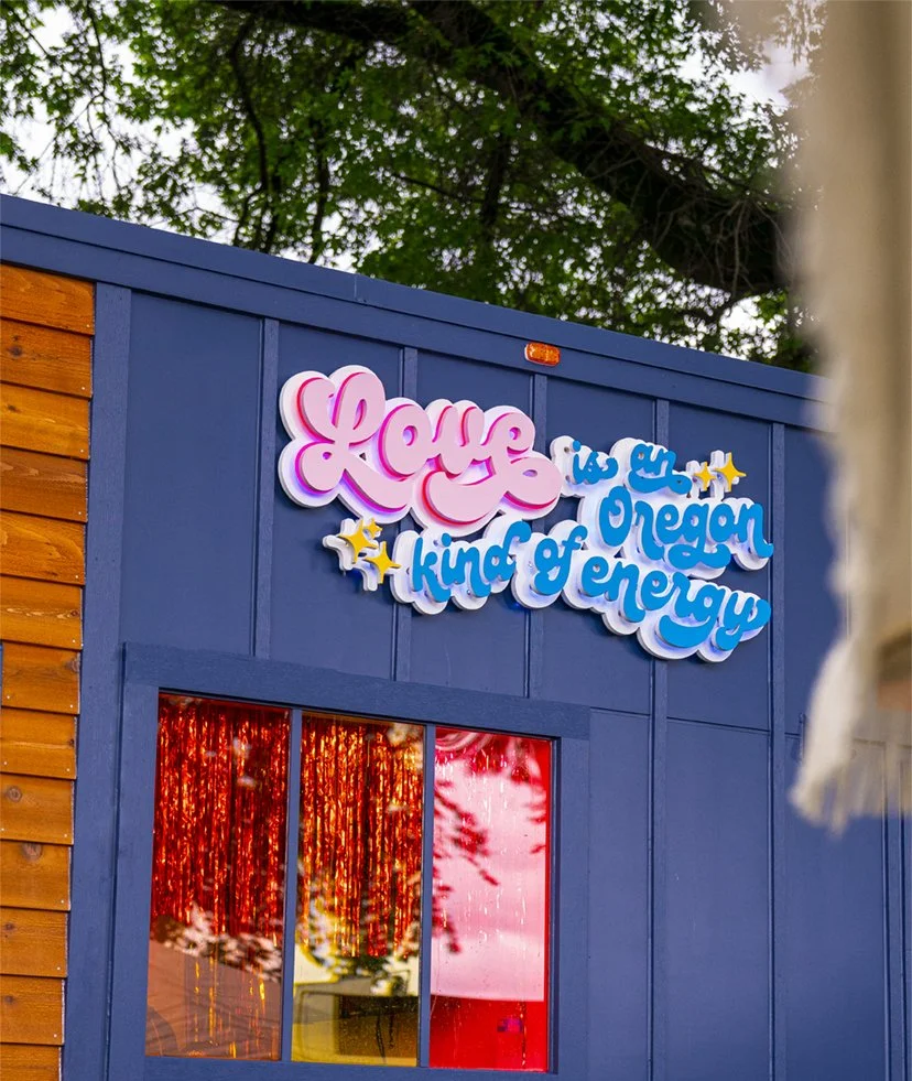 LED sign created in partnership with local Portland artist, Jen Fuller