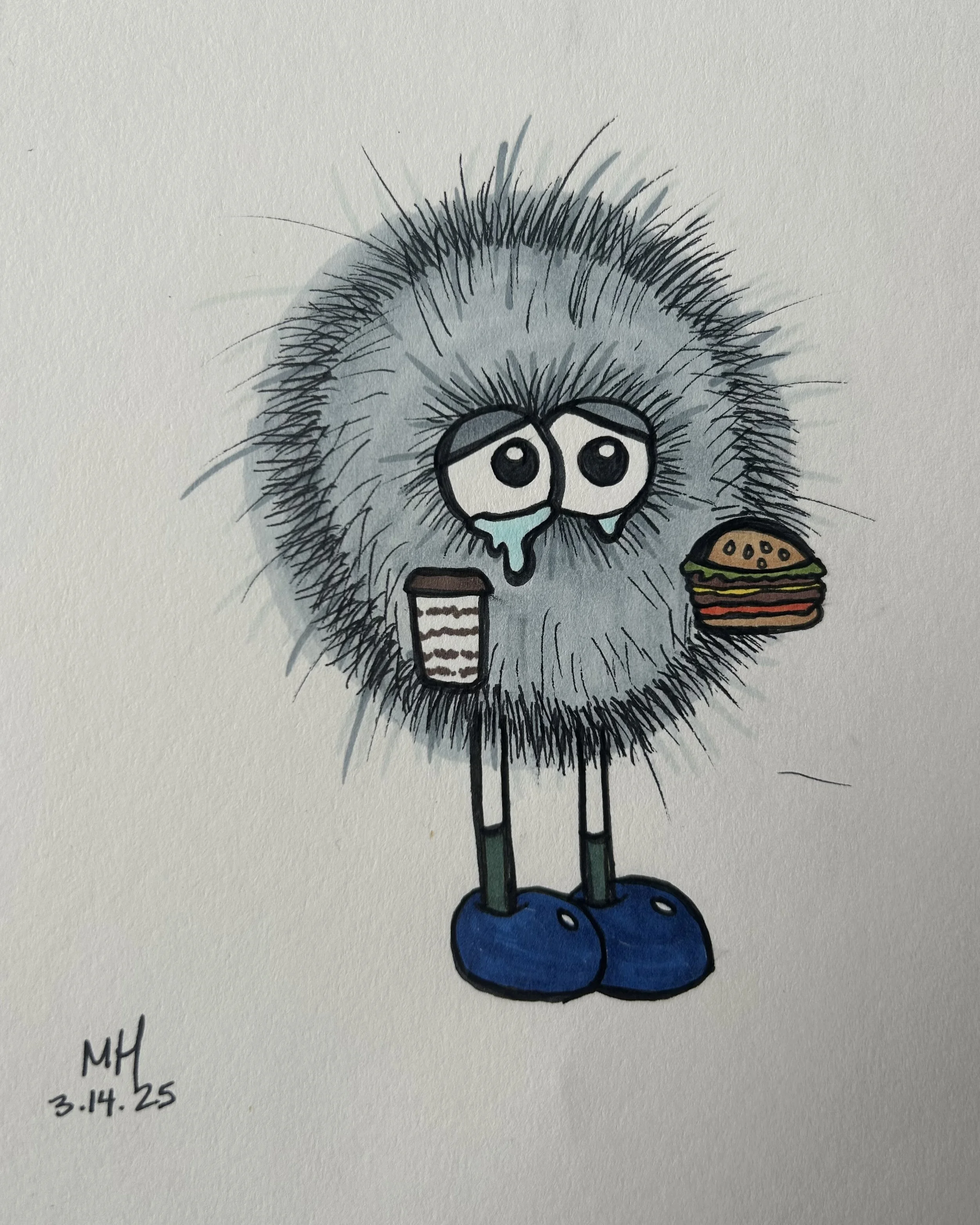 Marian Nutley drew a daily fluff character