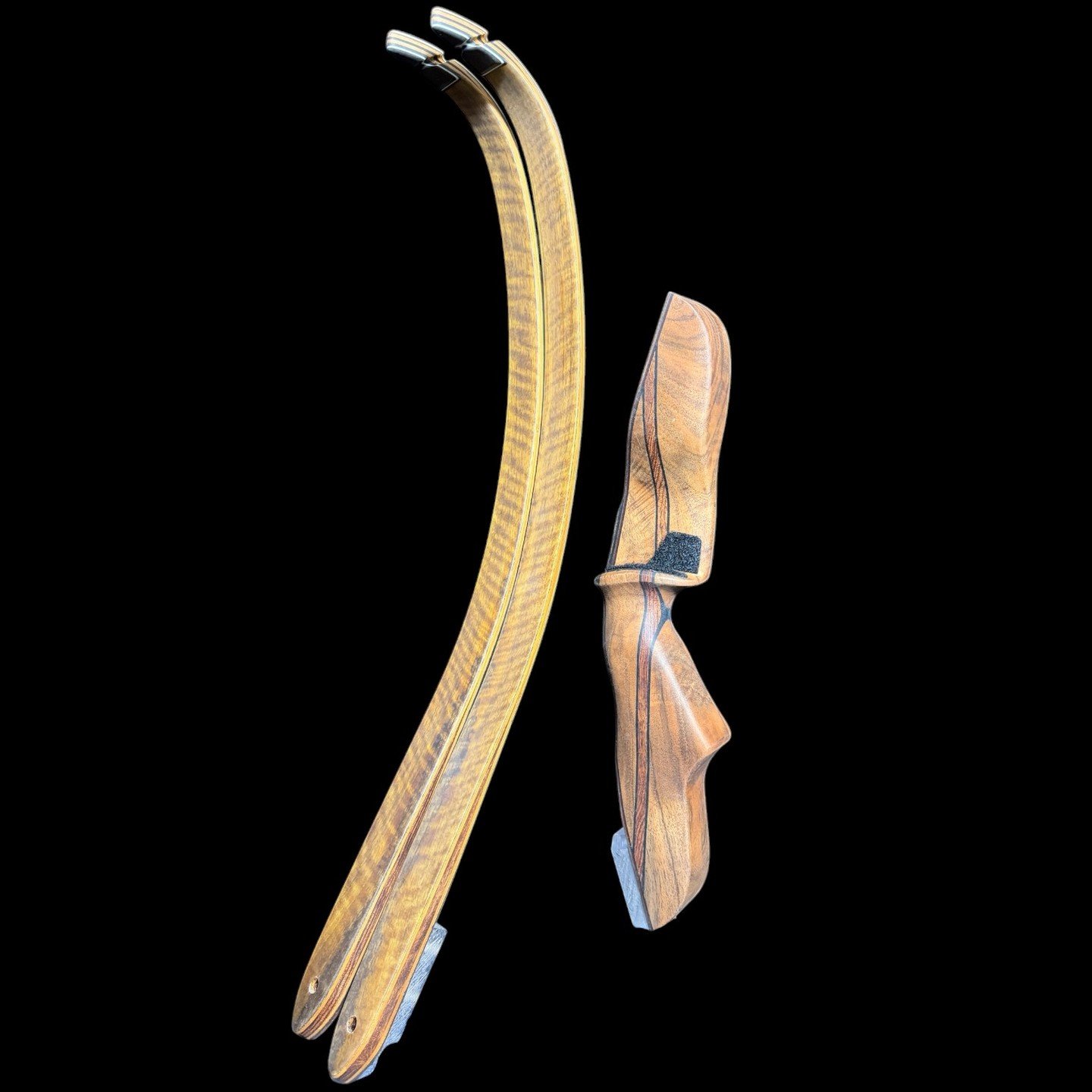 15D- Coyote SL Recurve 62&quot; 55# 28&quot; $950 English walnut riser with 6 PAK grip, static recurve limbs with bamboo limb cores and curly mango veneers $950