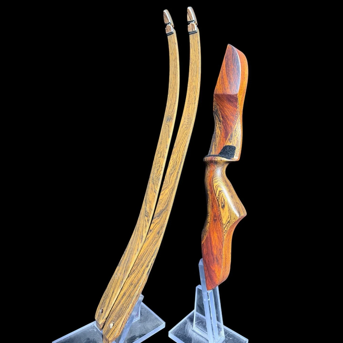 17J Wolverine FXT reflex/deflex longbow 64" 47# 28" Cocobolo and bocote riser, cocobolo and bocote veneers, bamboo cores with antler tips $1,480