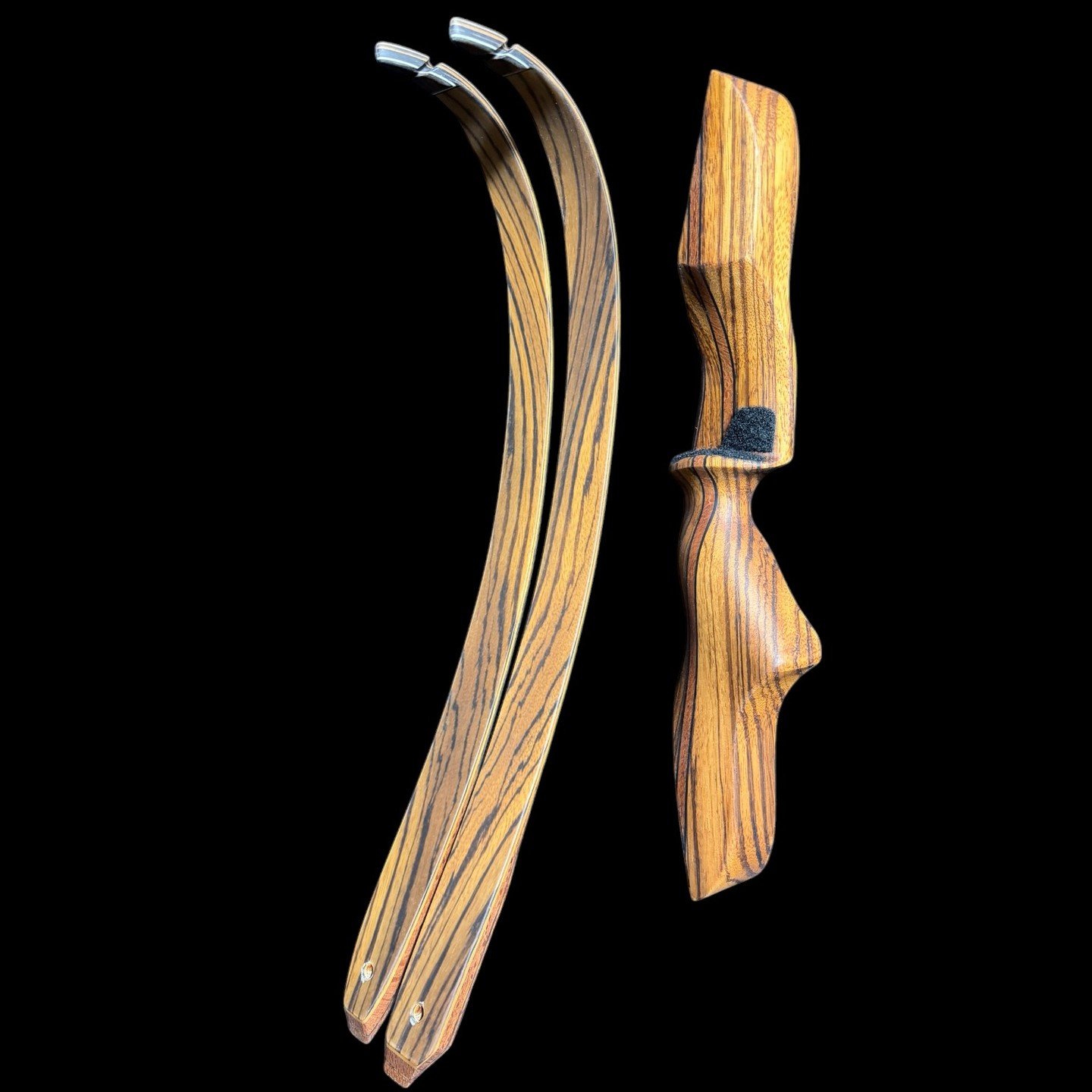 17i Wolverine SL 62" 41# 28" zebrawood riser with medium grip, static recurve limbs with zebrawood veneers and bamboo cores $995