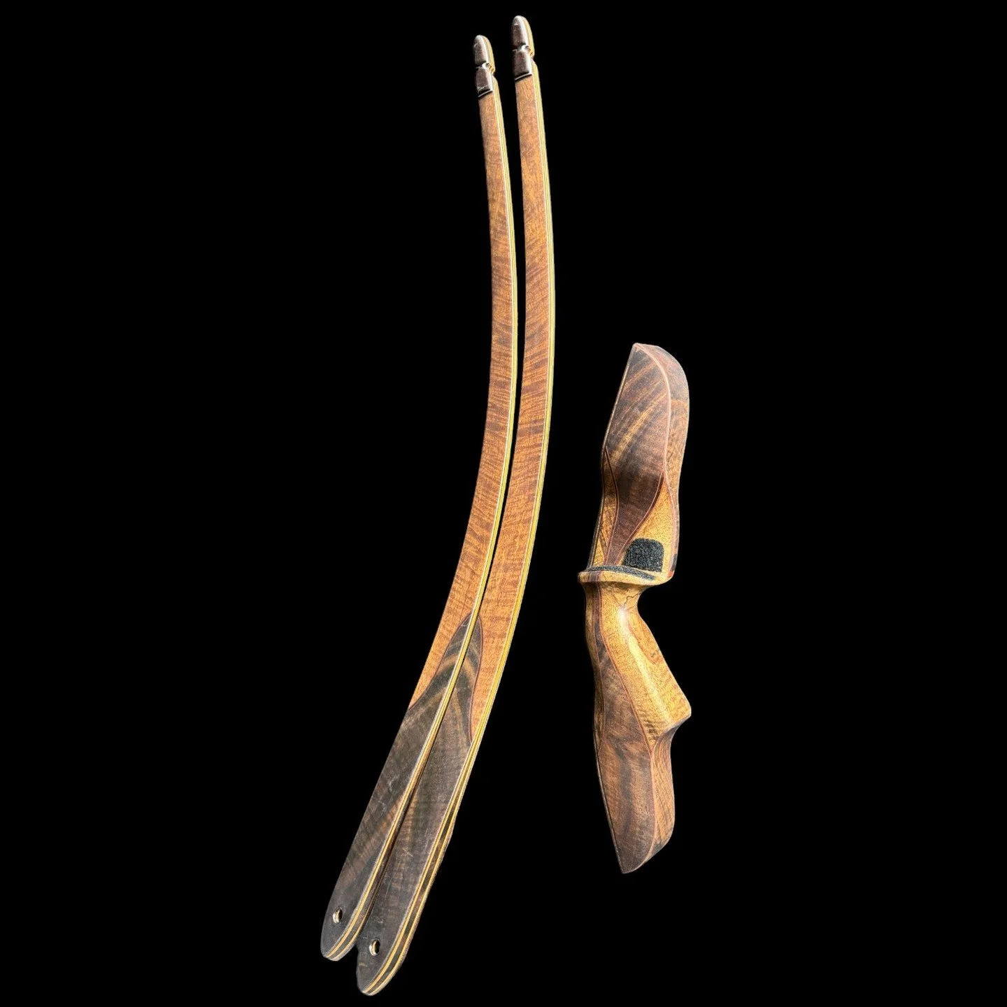 15b- Coyote FXT ACS longbow 64" 50# 28" curly Claro walnut and curly mango riser with 6 PAK grip, ACS longbow limbs with curly mango veneers, carbon and bamboo limb cores $1,640