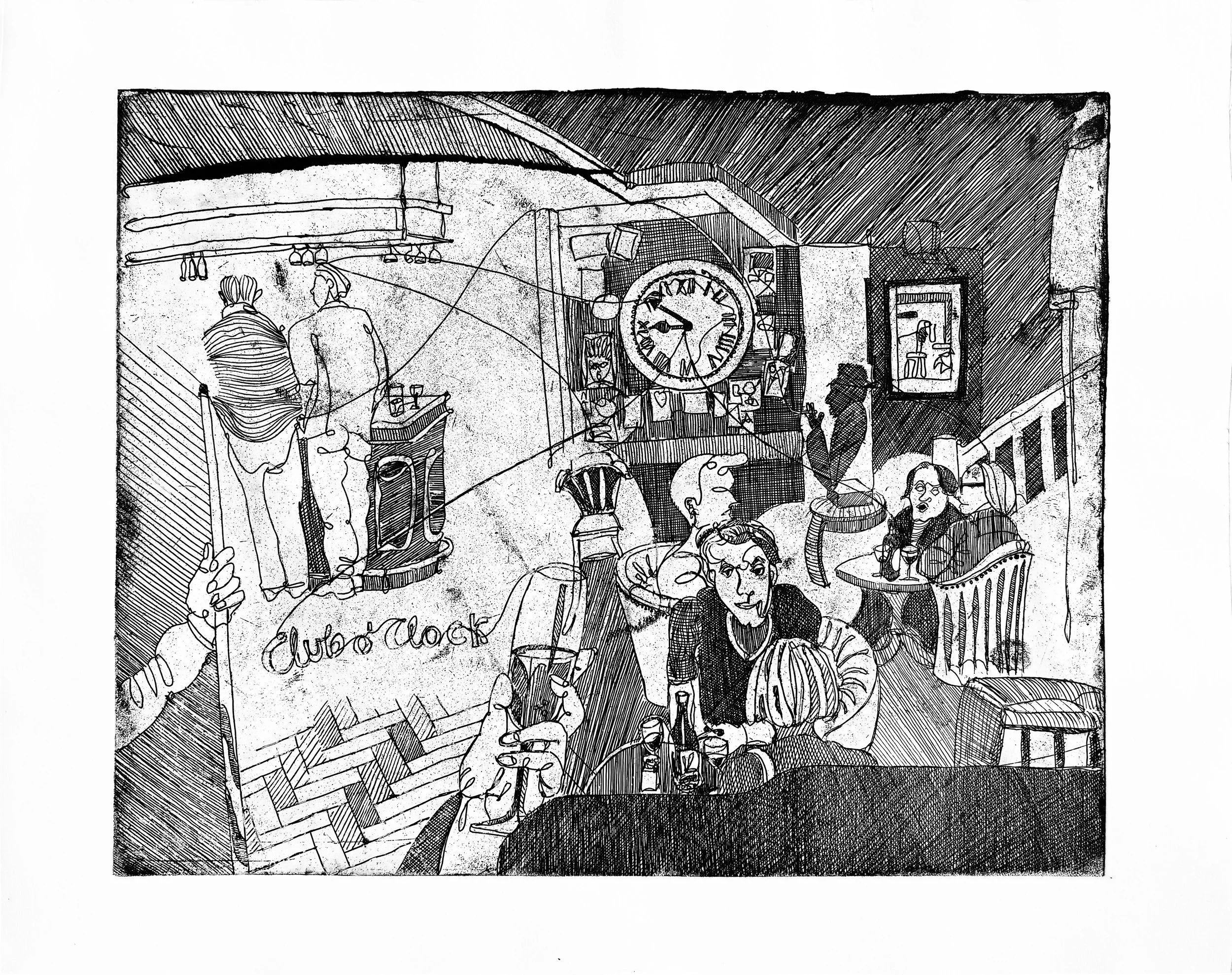 Club o'Clock, Etching, 50x40cm, edition of 50