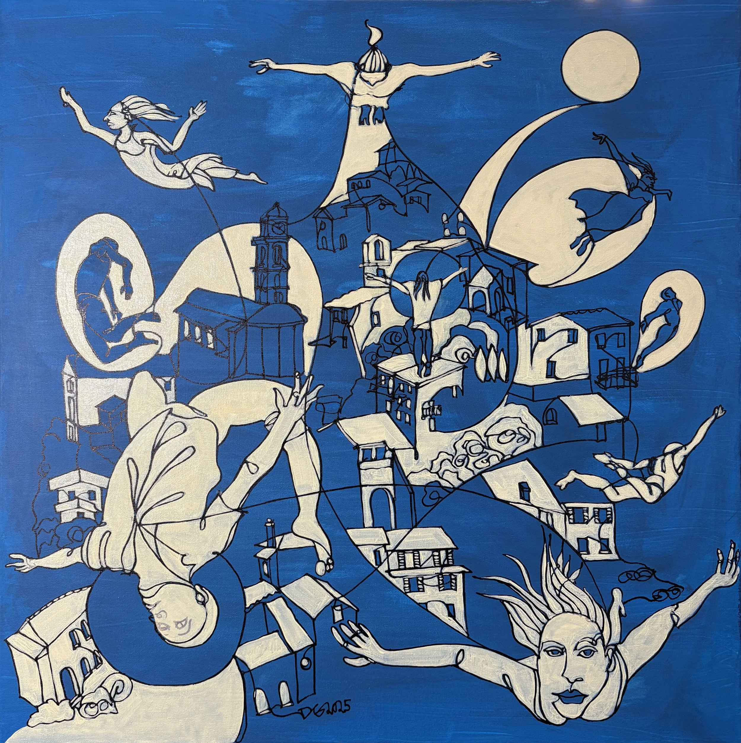 Witches of Triora, 30x30inches. Last Italian witch trial in Triora near Genova, 1585