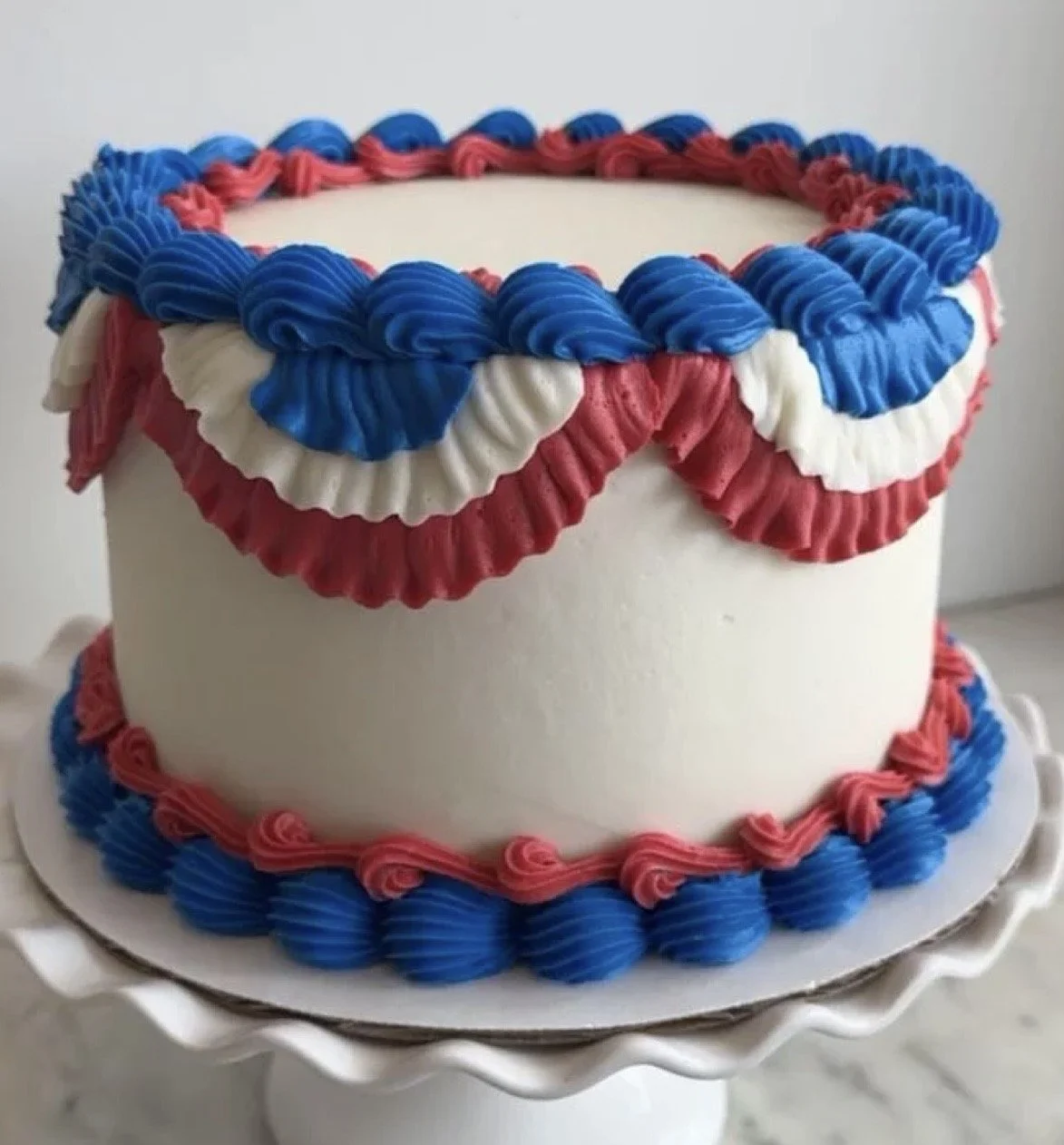 Red, white, blue cake