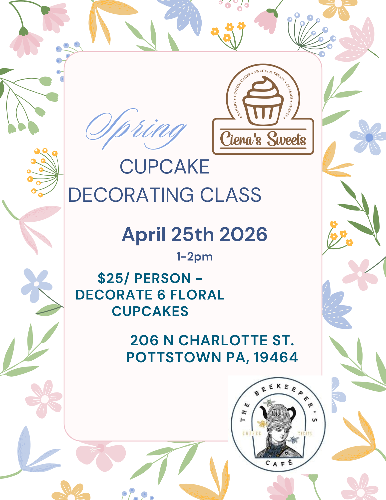 April floral cupcake decorating class