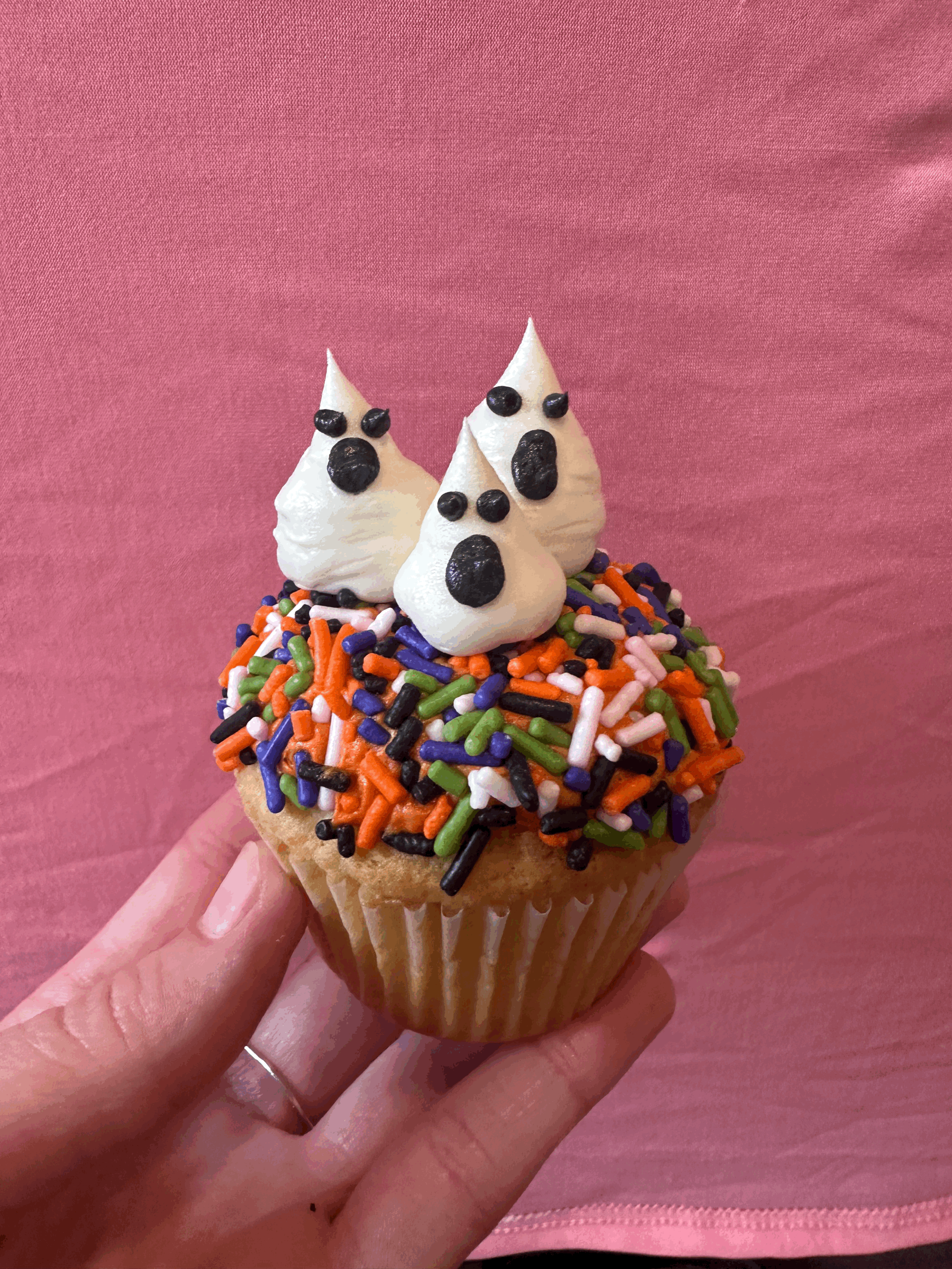 Ghost sprinkle cupcakes