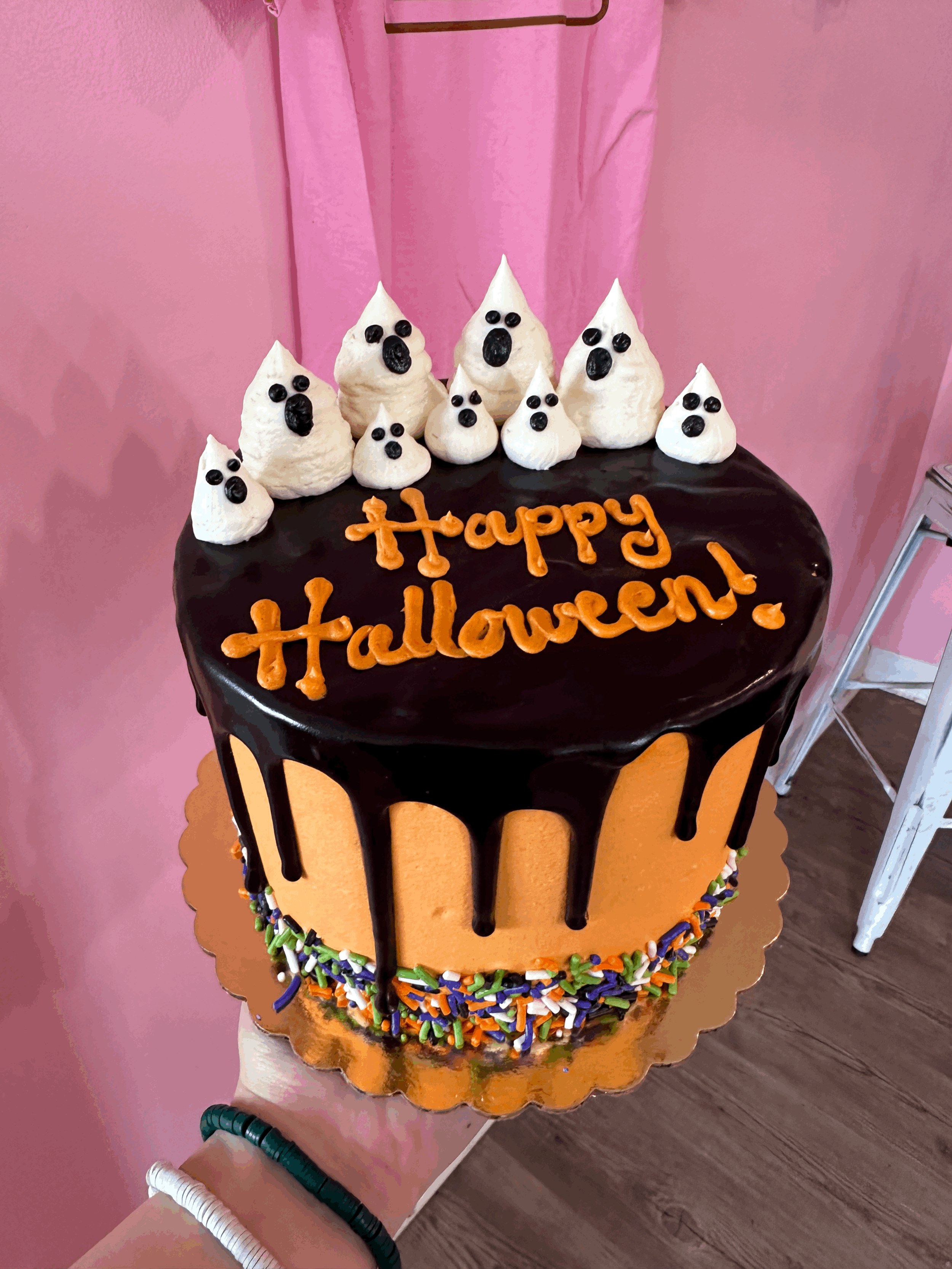 Ghost drip cake